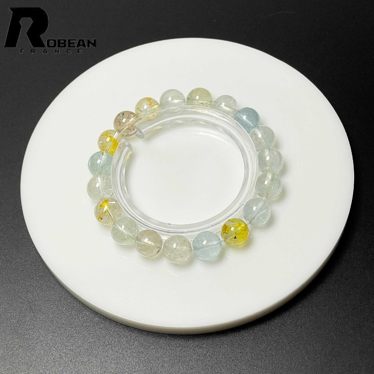 貴重 EU製 定価7万円★ROBEAN・トパーズ★パワーストーン ブレスレット 天然石 原石 マルチカラー 綺麗 お守り 9.4-9.9mm M0406830拍卖