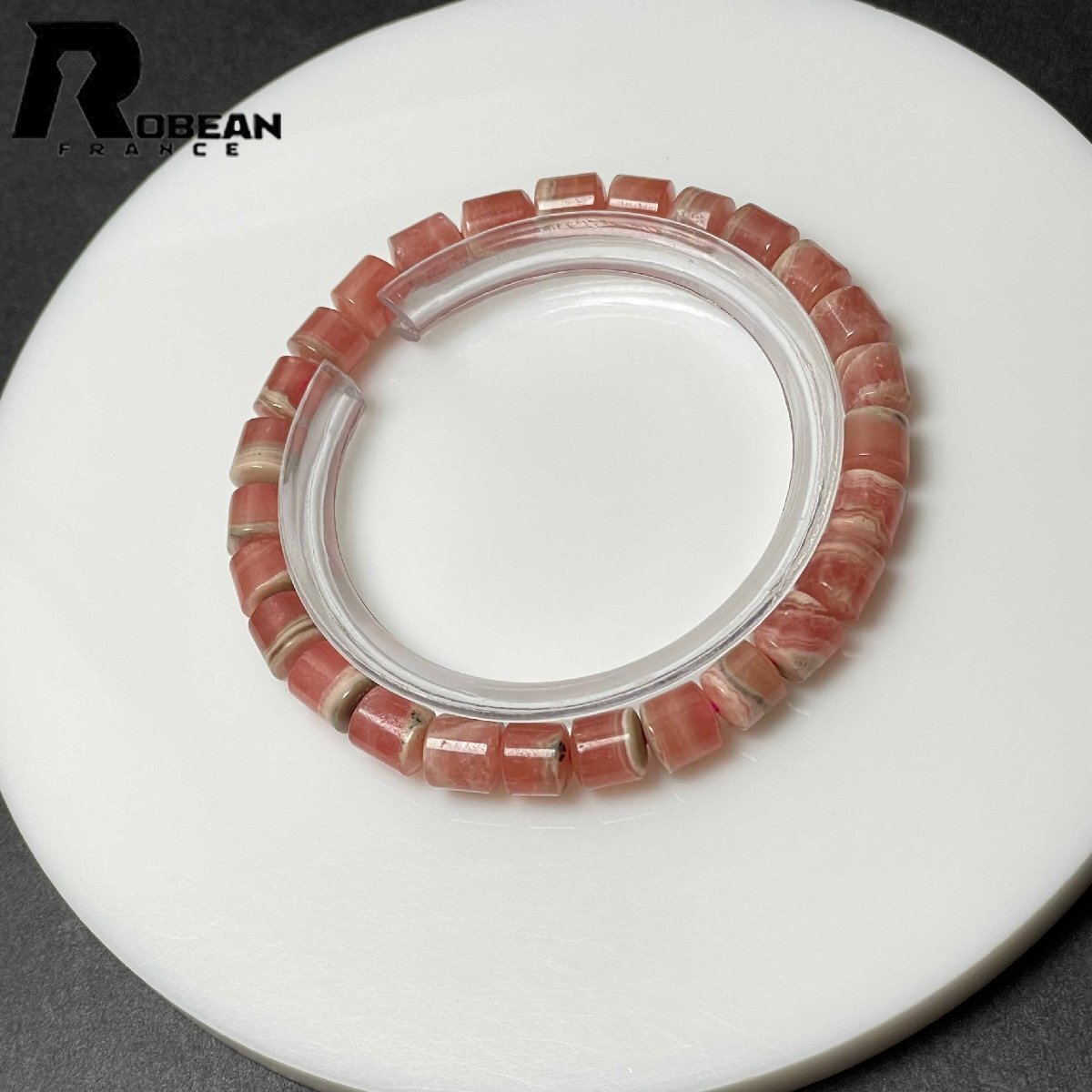 綺麗 EU製 定価7万円★ROBEAN・インカローズ★天珠型ブレス パワーストーン 原石 天然石 高級 プレゼント バラ色 約6.2*6.7mm M0321634拍卖