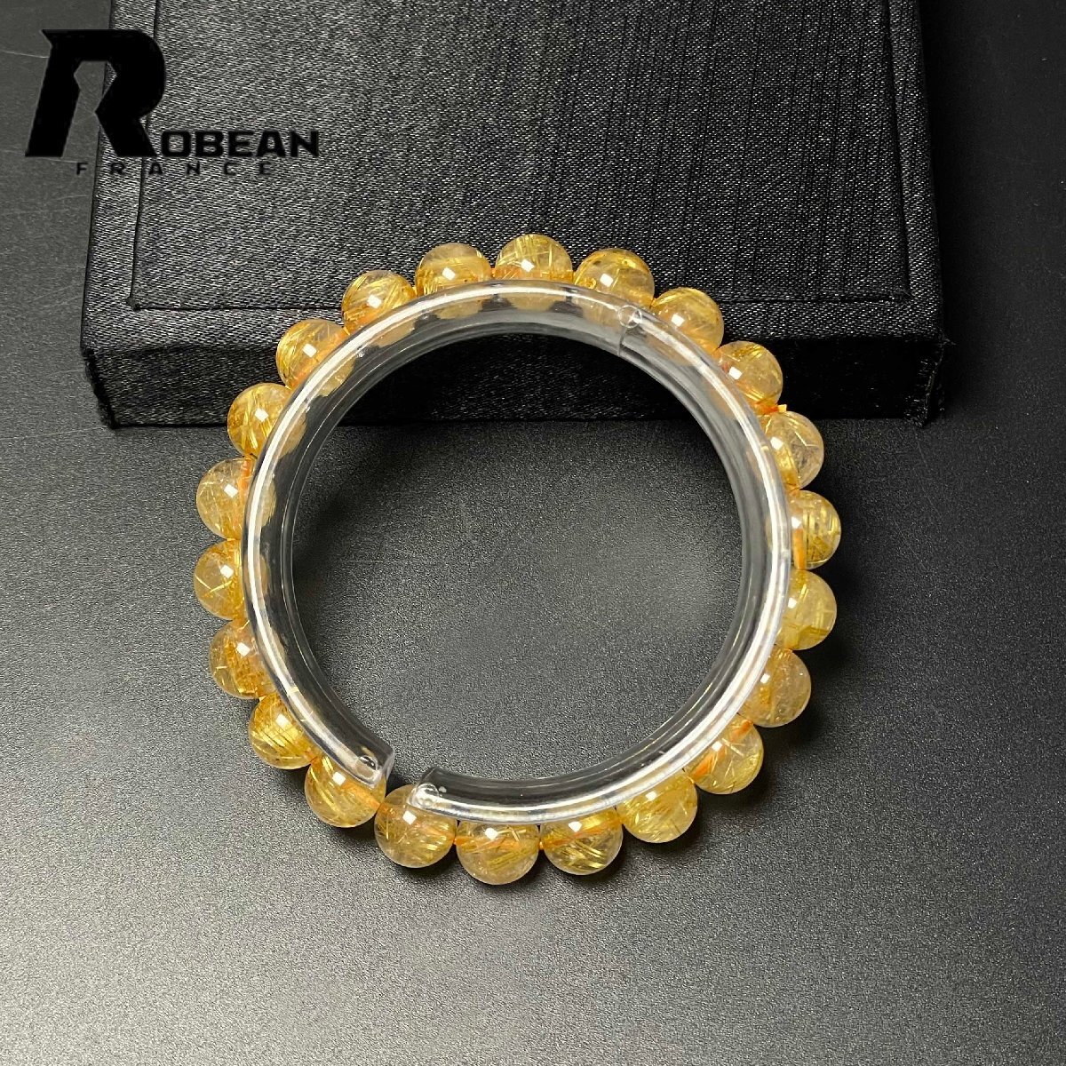 高級 EU製 定価10万円★ROBEAN・極!極満針ルチルクォーツ★ブレスレット パワーストーン 天然石 綺麗 金運 お守り 8.8-9.2mm M084244拍卖
