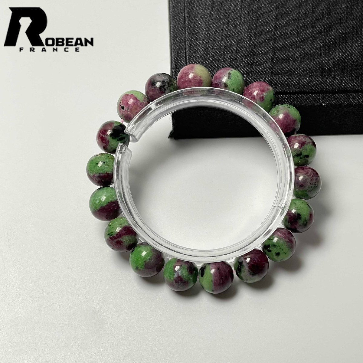 上級 EU製 定価11万円★ROBEAN・ルビーインゾイサイト★パワーストーン ブレスレット 天然石 原石 綺麗 高級 お守り 11.5-11.9mm M0512210拍卖