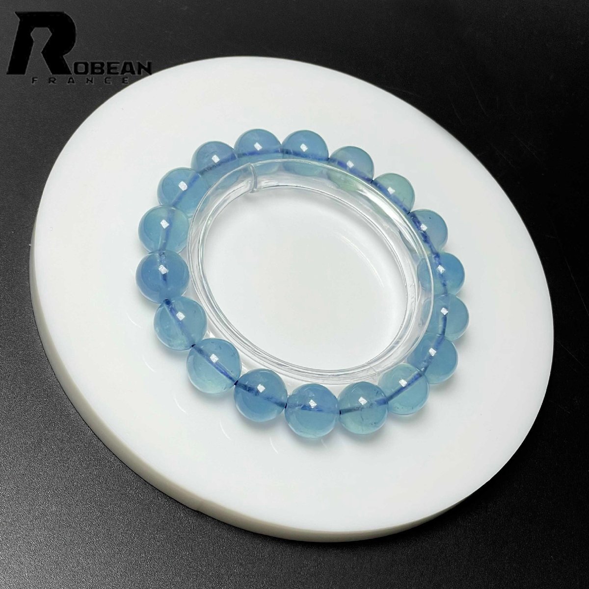 上級 EU製 定価14万円★ROBEAN・ブルーアクアマリン★パワーストーン ブレスレット 天然石 原石 綺麗 お守り 10.8-11.3mm M0822406拍卖