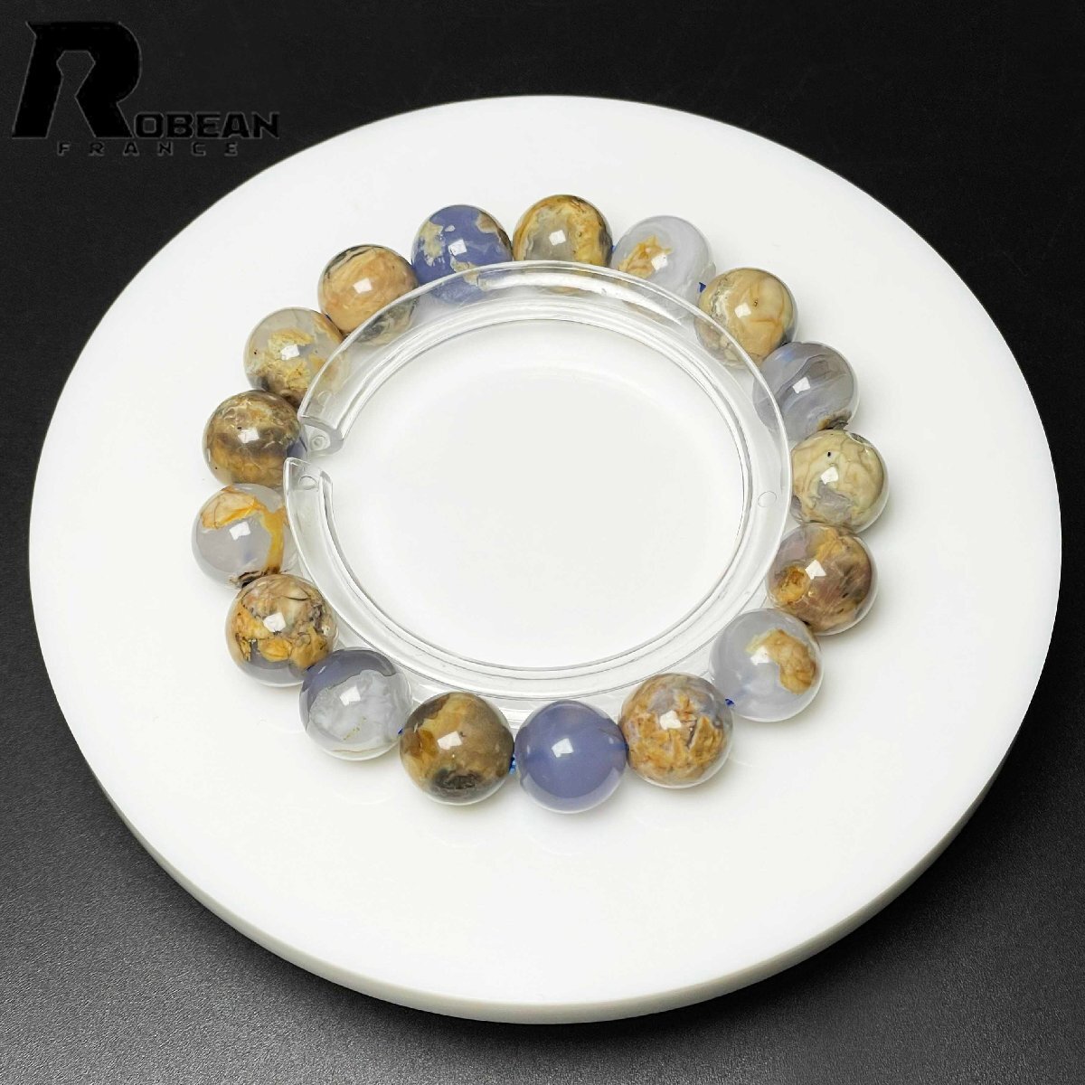 綺麗 EU製 定価7万円★ROBEAN・マトリクスブルーカルセドニー★パワーストーン アクセサリー 天然石 開運 約12.1-12.5mm M1018753拍卖