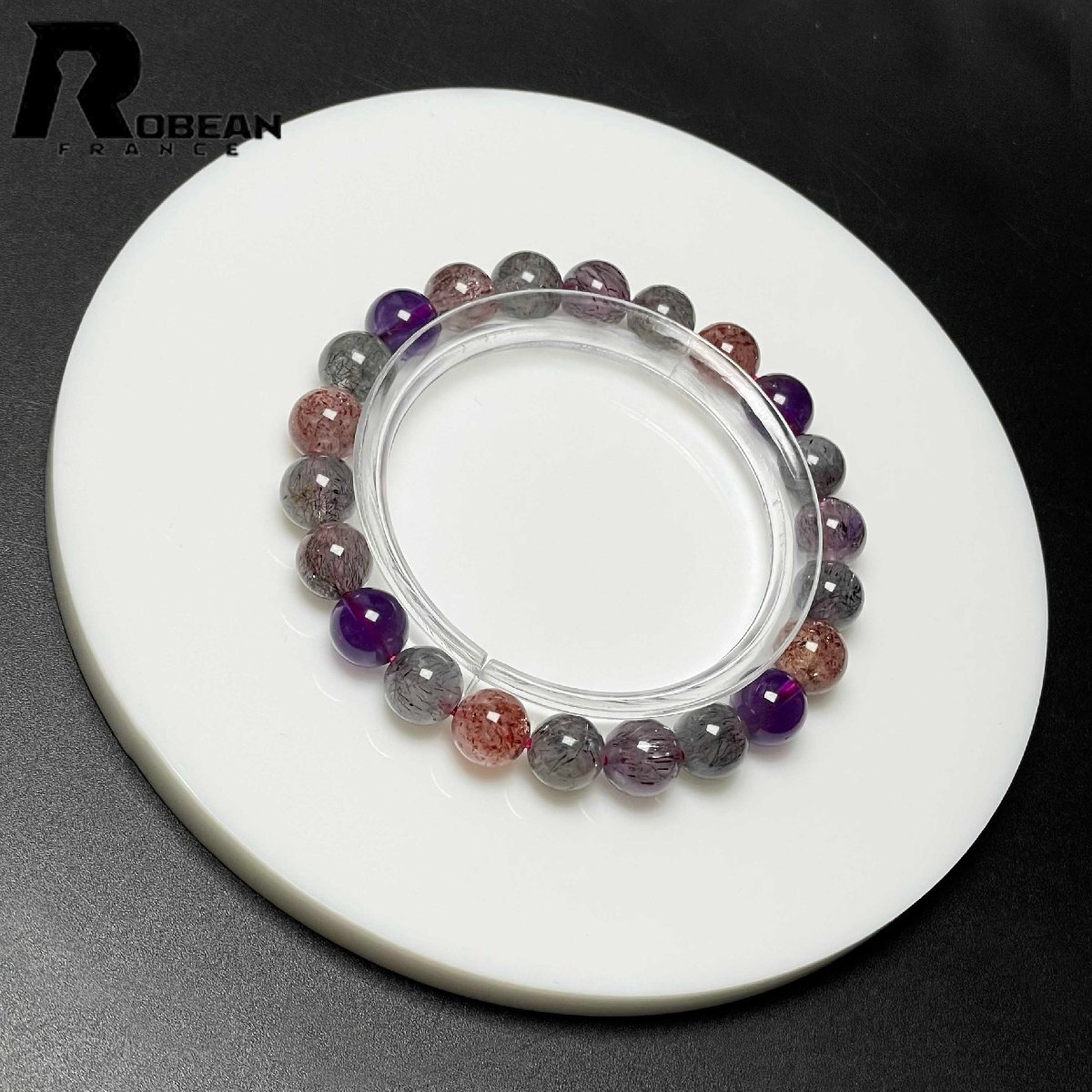 高級 EU製 定価10万円★ROBEAN・スーパーセブン★パワーストーン ブレスレット 天然石 原石 お守り プレゼント 8.3-8.7mm M0823432拍卖