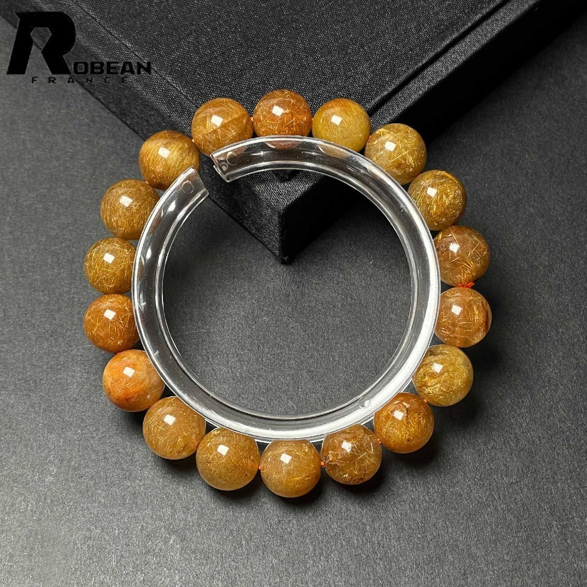 高級 EU製 定価7万円★ROBEAN・レッド銅髪ルチルクォーツ★ブレスレット パワーストーン 天然石 綺麗 金運 お守り 10.8-11.5mm M1007615拍卖