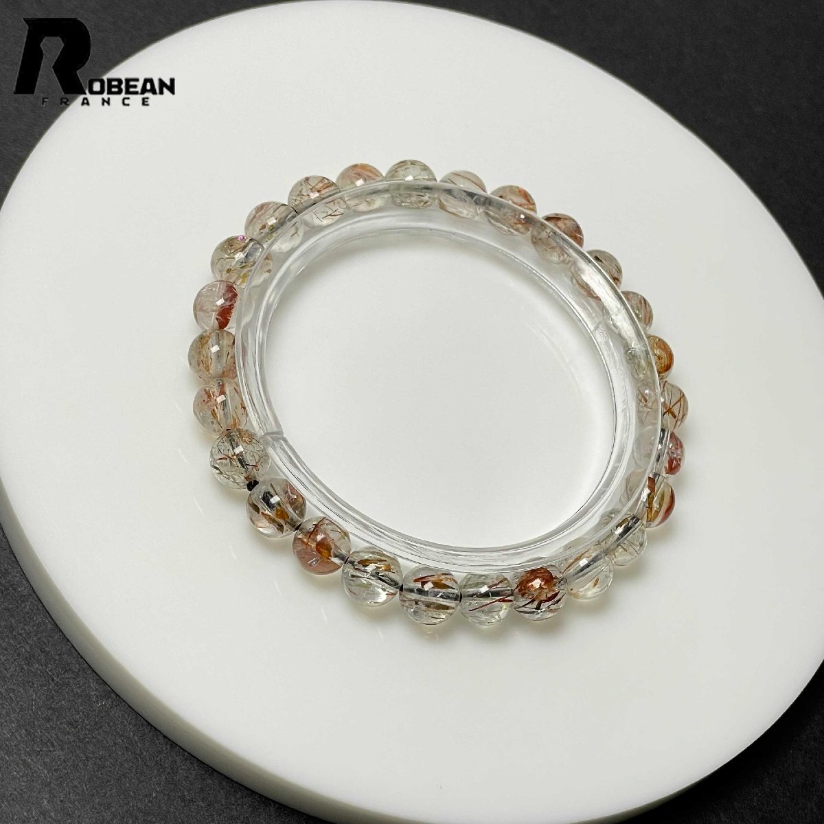 逸品 EU製 定価6万円★ROBEAN・ゴールドスーパーセブン★パワーストーン ブレスレット 天然石 原石 綺麗 お守り 6.8-7.3mm M0519248拍卖