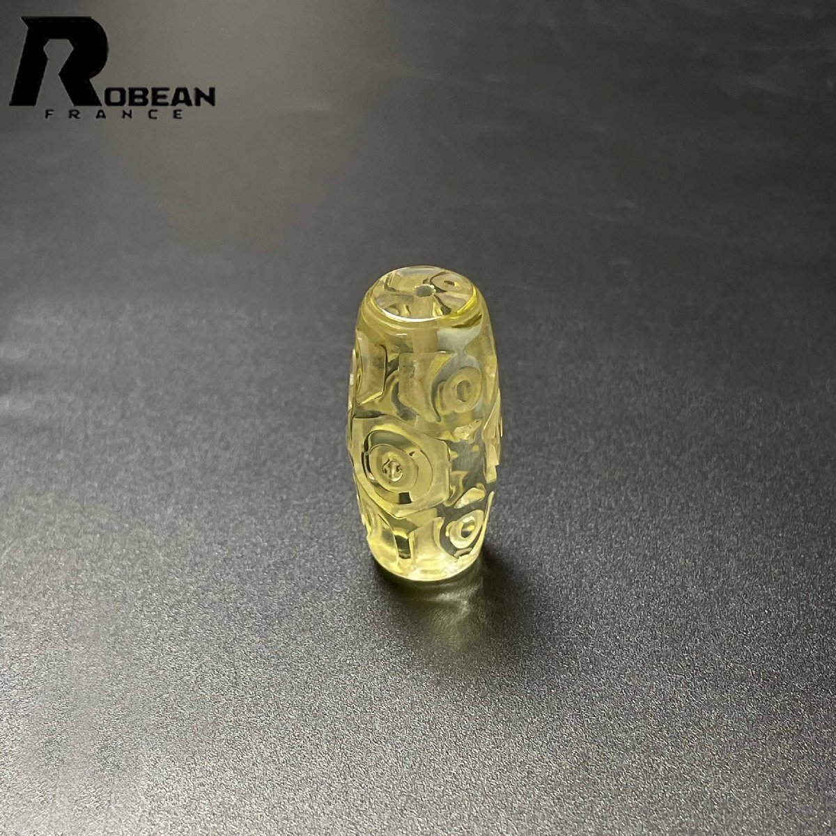 夢色 EU製 定価6万円★ROBEAN・チベット天珠・シトリンファントム★パワーストーン アクセサリー 天然石 金運 約29.5*14.2mm M0725025拍卖