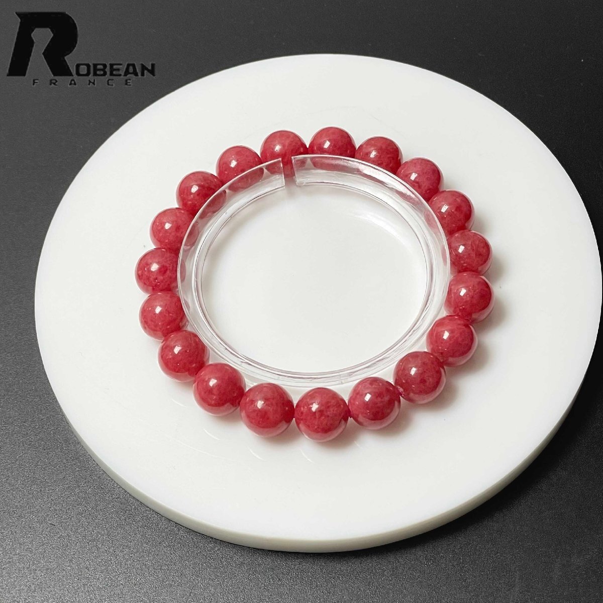 上級 EU製 定価7万円★ROBEAN・ストロベリークォーツ★パワーストーン ブレスレット 苺水晶 綺麗 天然石 薔薇石英 10.4-10.8mm M0405735拍卖