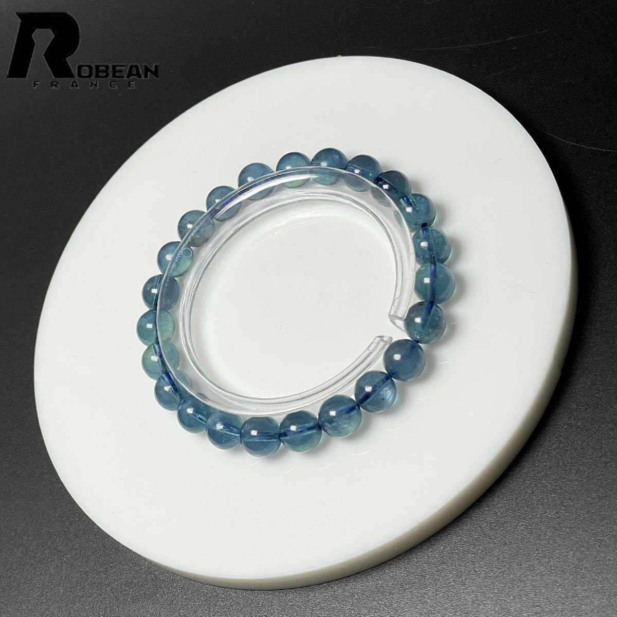 絶賛 EU製 定価9万円★ROBEAN・ブルーグリーンアクアマリン★パワーストーン ブレスレット 天然石 原石 お守り 7.9-8.4mm M0701725拍卖