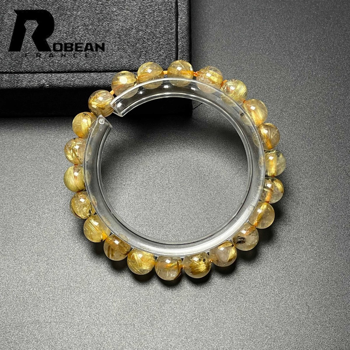 レア EU製 定価7万円★ROBEAN・太陽花タイチンルチル★黄金針水晶 金運 開運 ゴールド ブレスレット パワーストーン 8.4-8.8mm M0715889拍卖