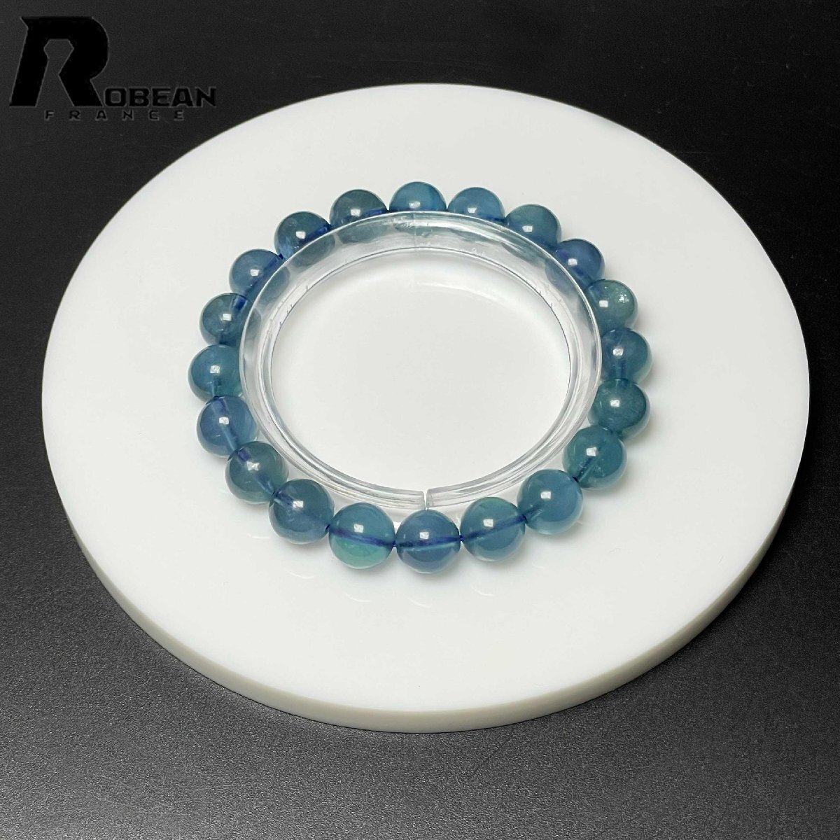 綺麗 EU製 定価10万円★ROBEAN・ブルーグリーンアクアマリン★パワーストーン ブレスレット 天然石 原石 お守り 9.4-9.8mm M0828440拍卖