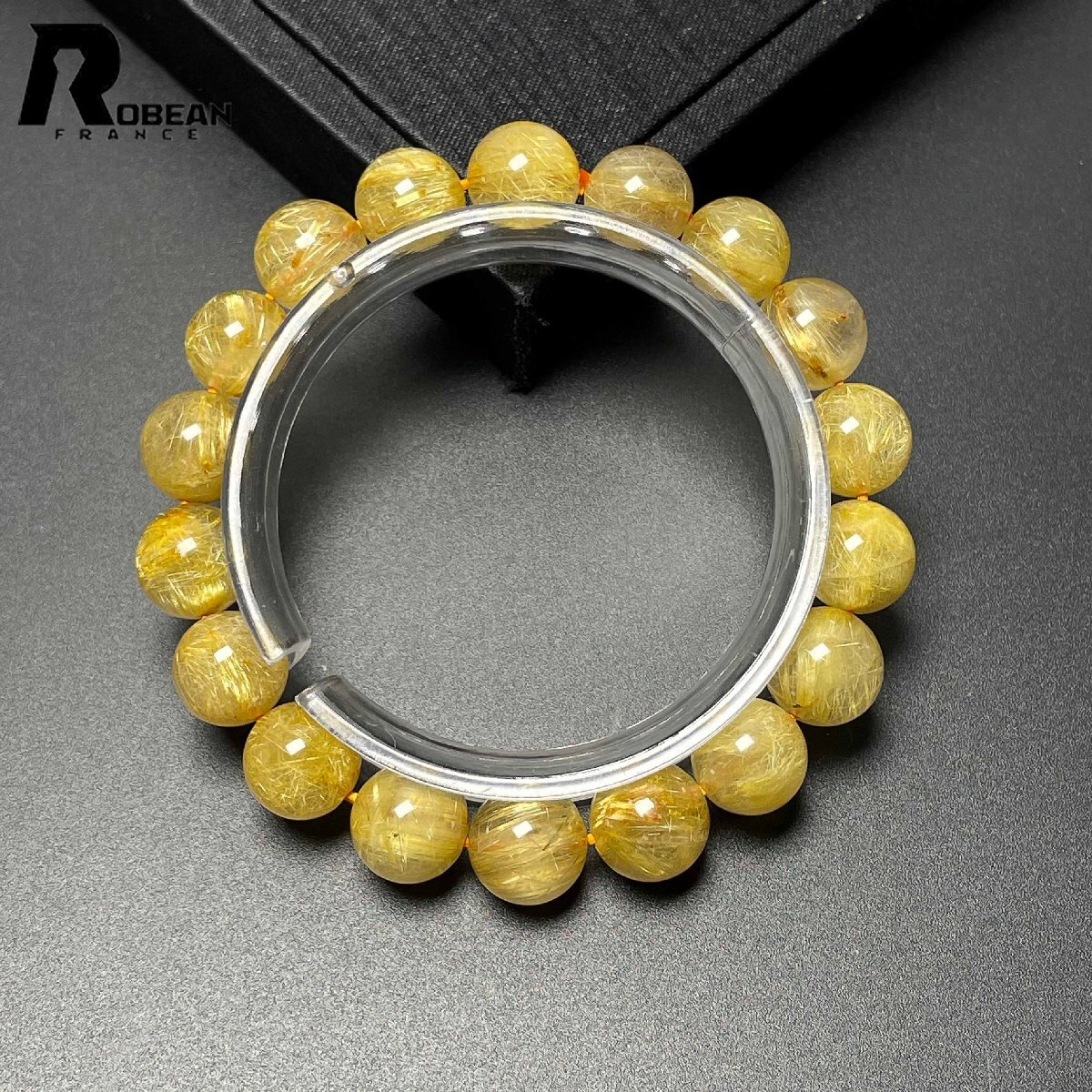 逸品 EU製 定価21万円★ROBEAN・極!極満針ルチルクォーツ★ブレスレット パワーストーン 天然石 金運 お守り 11.1-11.7mm M0504139拍卖