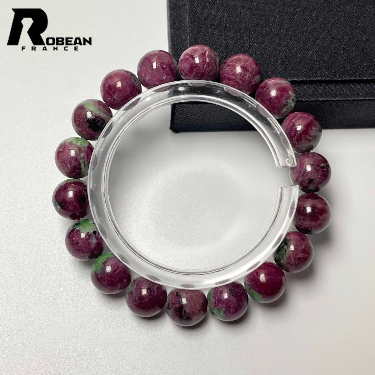 上級 EU製 定価11万円★ROBEAN・ルビーインゾイサイト★パワーストーン ブレスレット 天然石 原石 綺麗 高級 お守り 11.4-11.5mm L0313229拍卖
