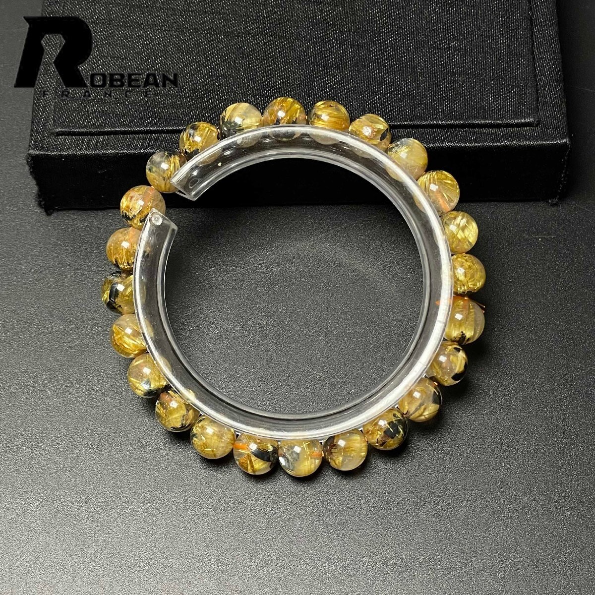 レア EU製 定価7万円★ROBEAN・太陽花タイチンルチル★黄金針水晶 金運 開運 ゴールド ブレスレット パワーストーン 7.8-8.2mm M081186拍卖