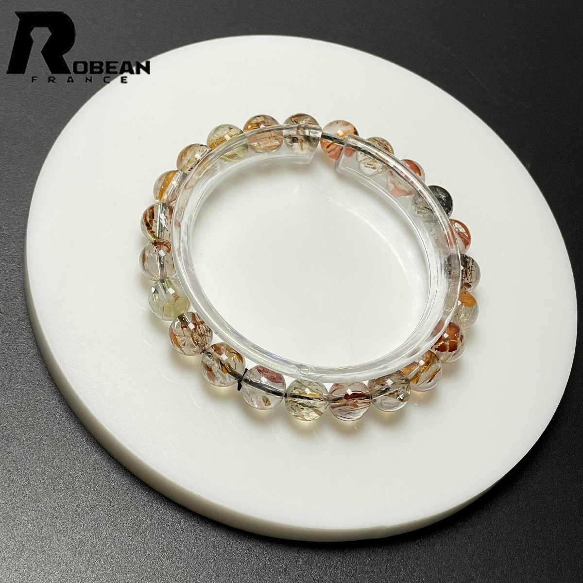 貴重 EU製 定価7万円★ROBEAN・ゴールドスーパーセブン★パワーストーン ブレスレット 天然石 原石 綺麗 お守り 8.5-8.7mm M0711815拍卖