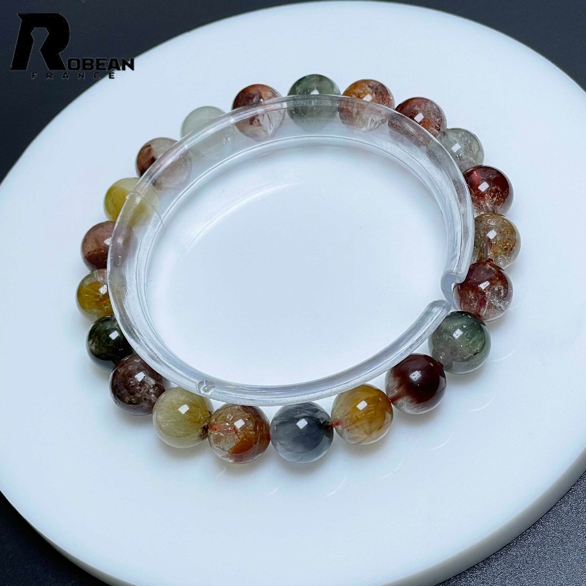 レア EU製 定価7万円★ROBEAN・ガーデンルチルクォーツ★パワーストーン ブレスレット 天然石 庭園水晶 浄化 綺麗 9.4-9.8mm M0122121拍卖