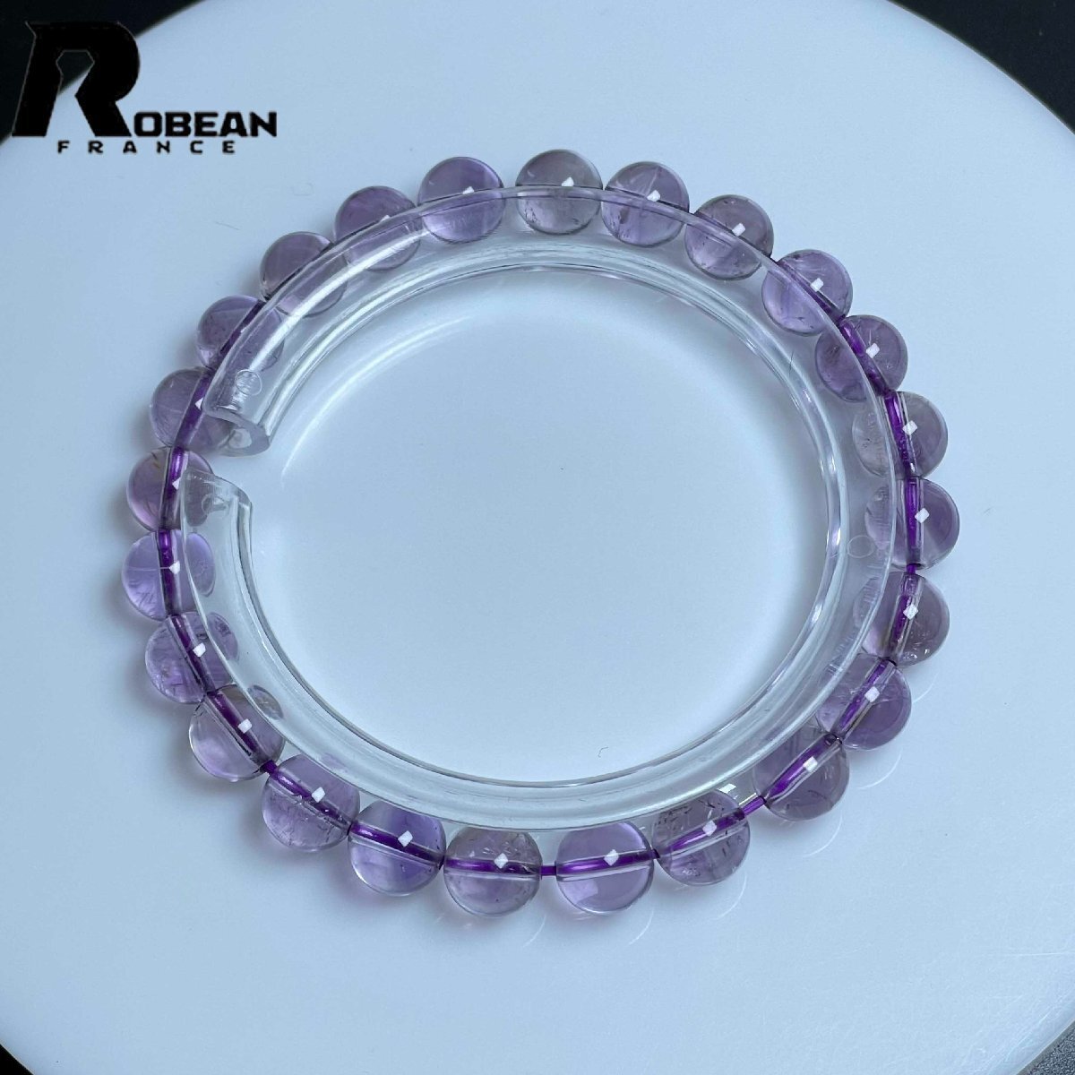絶賛 EU製 定価6万円★ROBEAN・アメジストファントム★パワーストーン ブレスレット アクセサリー 天然石 レア 7.4-7.6mm M0104939拍卖