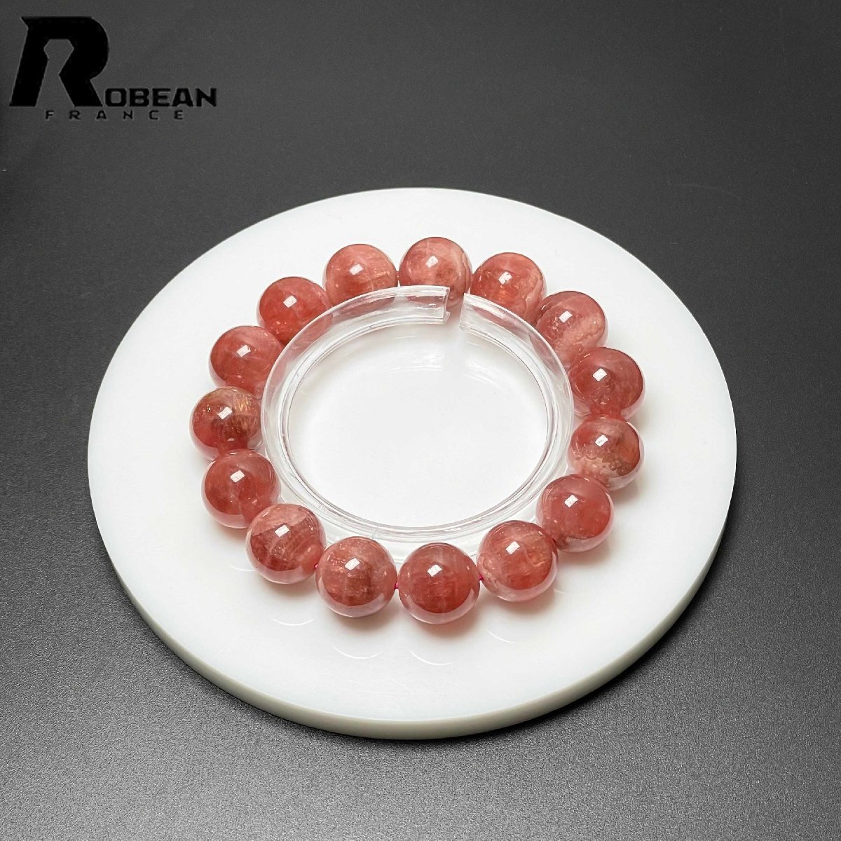 綺麗 EU製 定価62万円★ROBEAN・インカローズ★ブレスレット パワーストーン 原石 天然石 高級 プレゼント バラ色 13.9-14.8mm D0516238拍卖