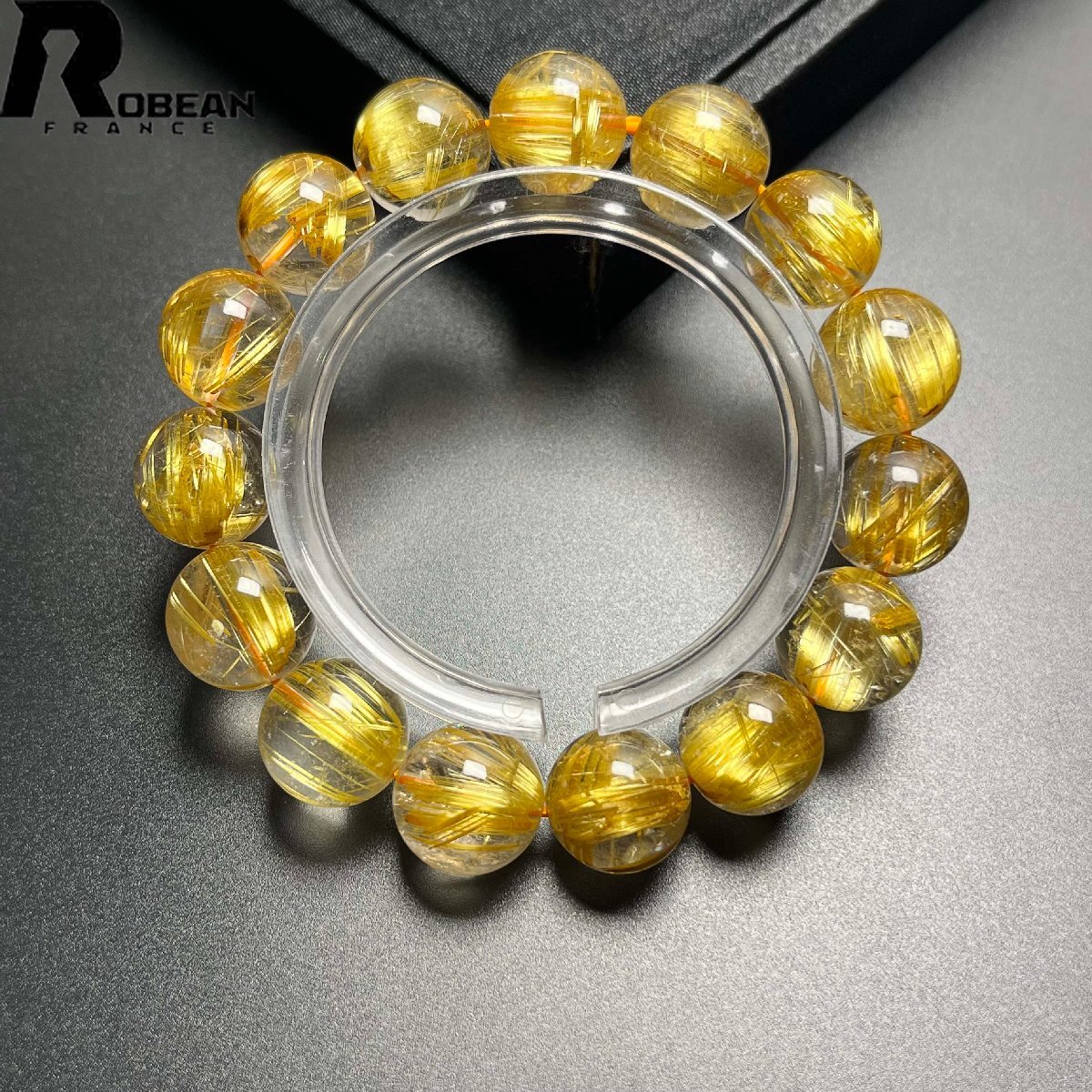 夢色 EU製 定価270万円★ROBEAN・極!極満針ルチルクォーツ★ブレスレット パワーストーン 天然石 綺麗 金運 お守り 13.8-14.7mm D0922510拍卖