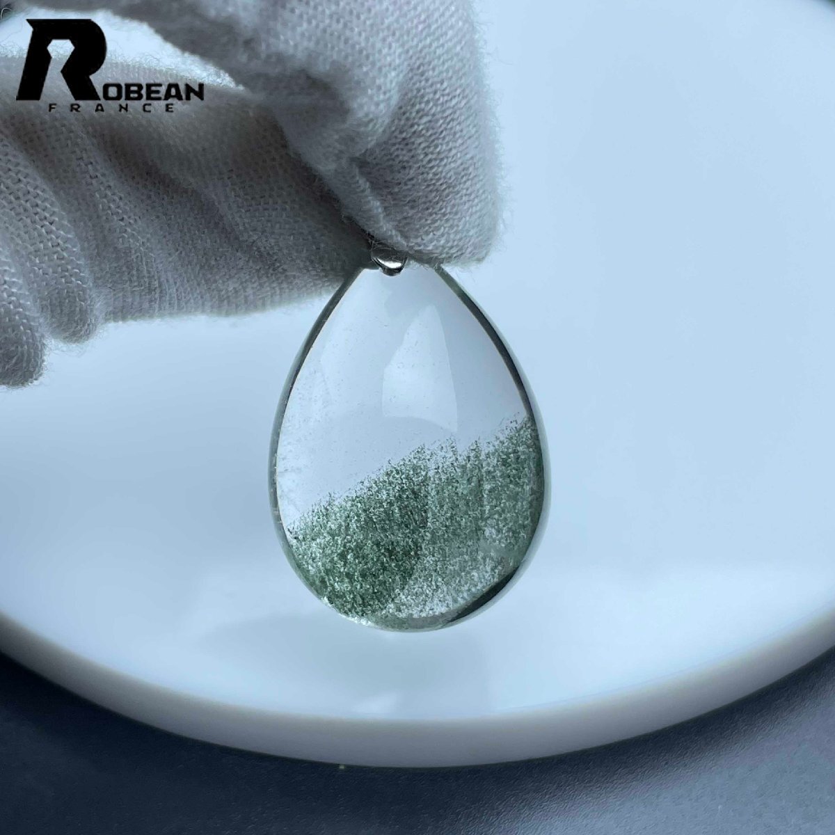 絶賛 EU製 定価8万円★ROBEAN・グリーンファントム・ペンダント★パワーストーン 天然石 金運 浄化 綺麗 28.8*20.9*12.7mm D0310195拍卖
