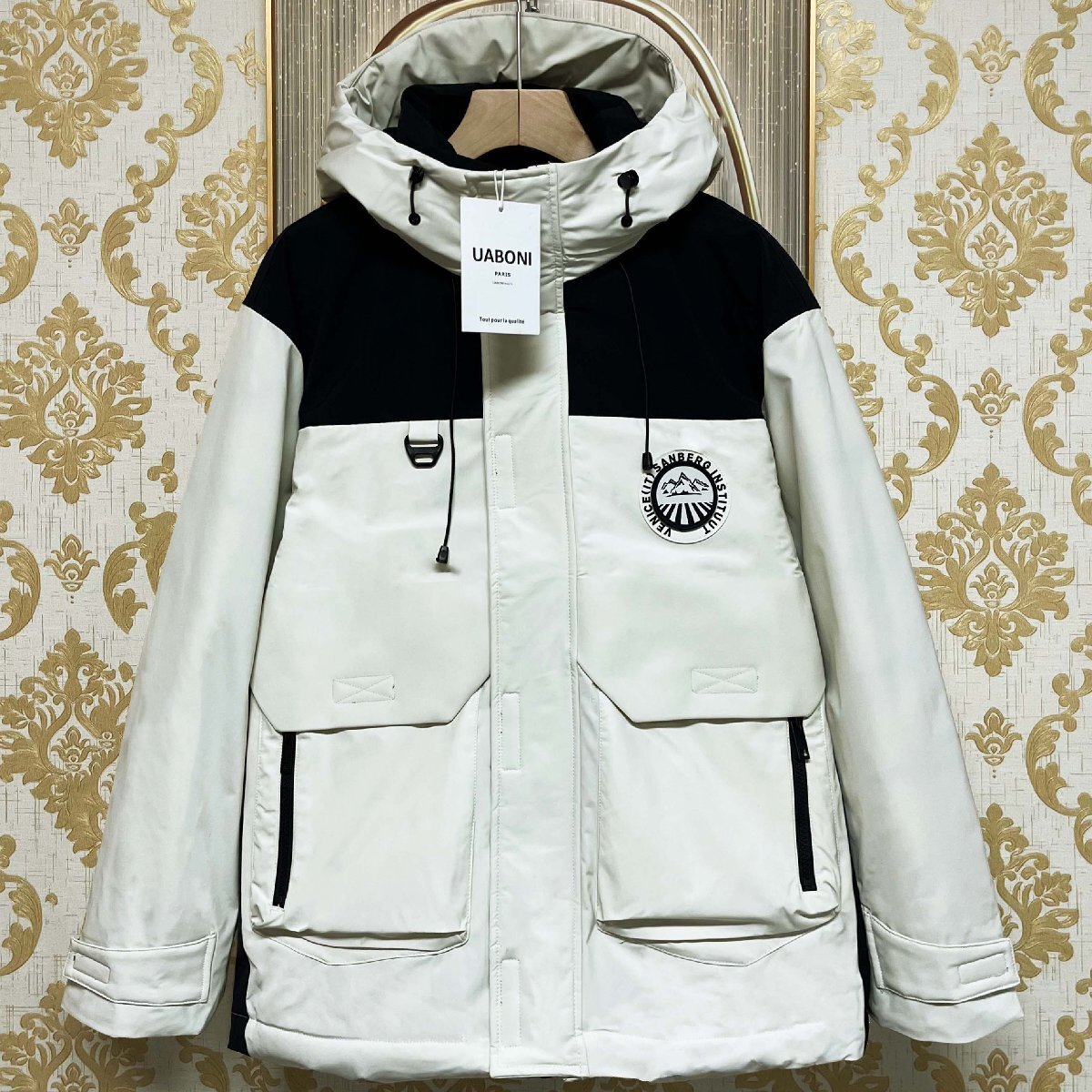 個性EU製&定価10万◆UABONI*Paris*ダウンジャケット*ユアボニ*パリ発◆ダックダウン90% 防寒防風 カジュアル マウンテンパーカー 2XL/52拍卖