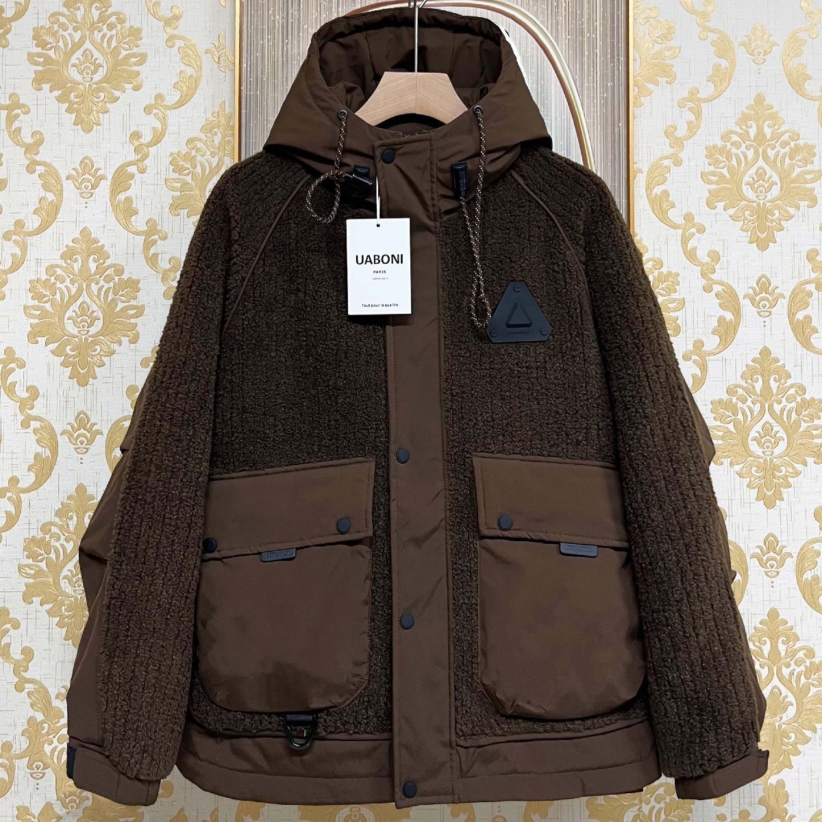 高級EU製&定価10万◆UABONI*Paris*ダウンジャケット*ユアボニ*パリ発◆ダックダウン90% 防寒 ブルゾン アウター カジュアル 冬 2XL/52拍卖