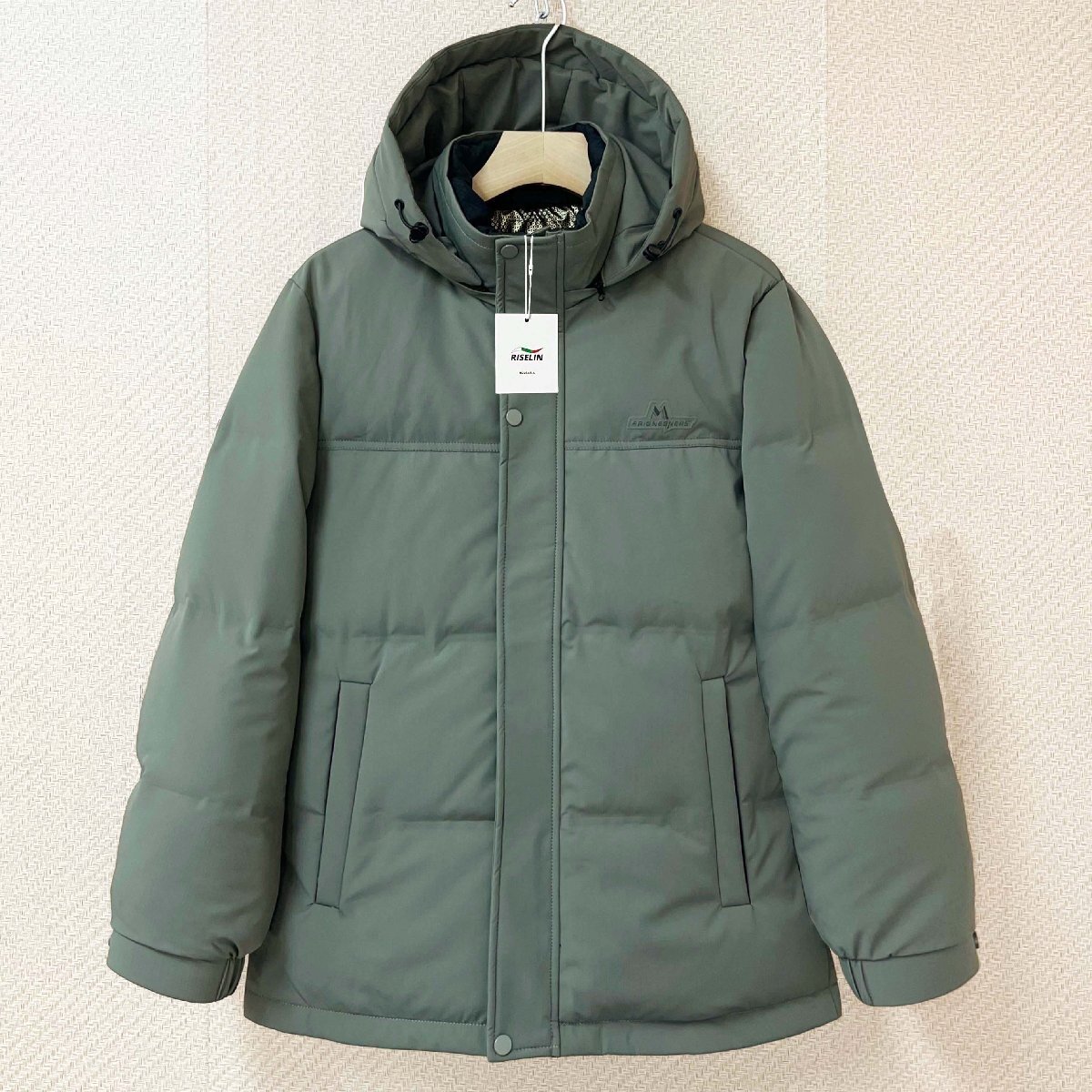 人気ヨーロッパ製※定価11万◆ブルガリア発※RISELIN ダウンジャケット ダックダウン90% 撥水 保温 フード付 ビジネス アウター 冬服 L/48拍卖