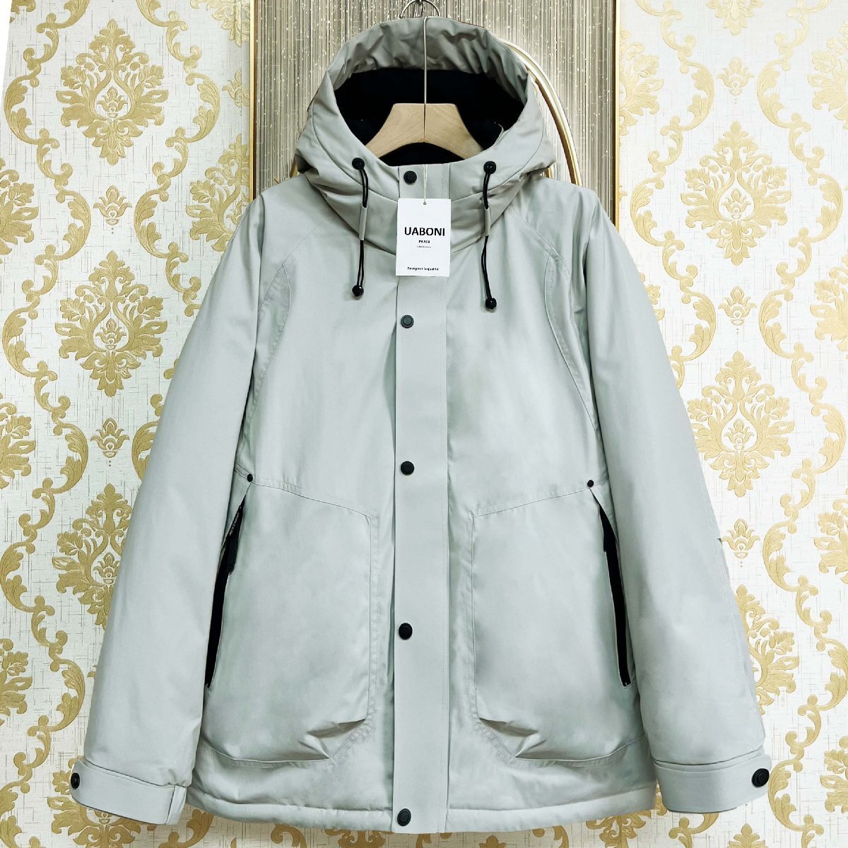 人気EU製&定価15万◆UABONI*Paris*ダウンジャケット*ユアボニ*パリ発◆グースダウン90% 防水 フード付き アウトドア コート 冬服 2XL/52拍卖