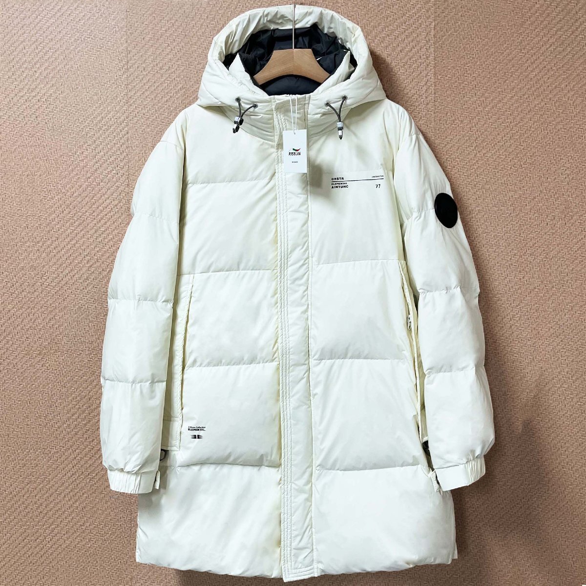 絶賛ヨーロッパ製※定価11万◆ブルガリア発※RISELIN ダウンジャケット 軽量 暖かい ふんわり フード付き コート ミドル丈 アウター M/46拍卖