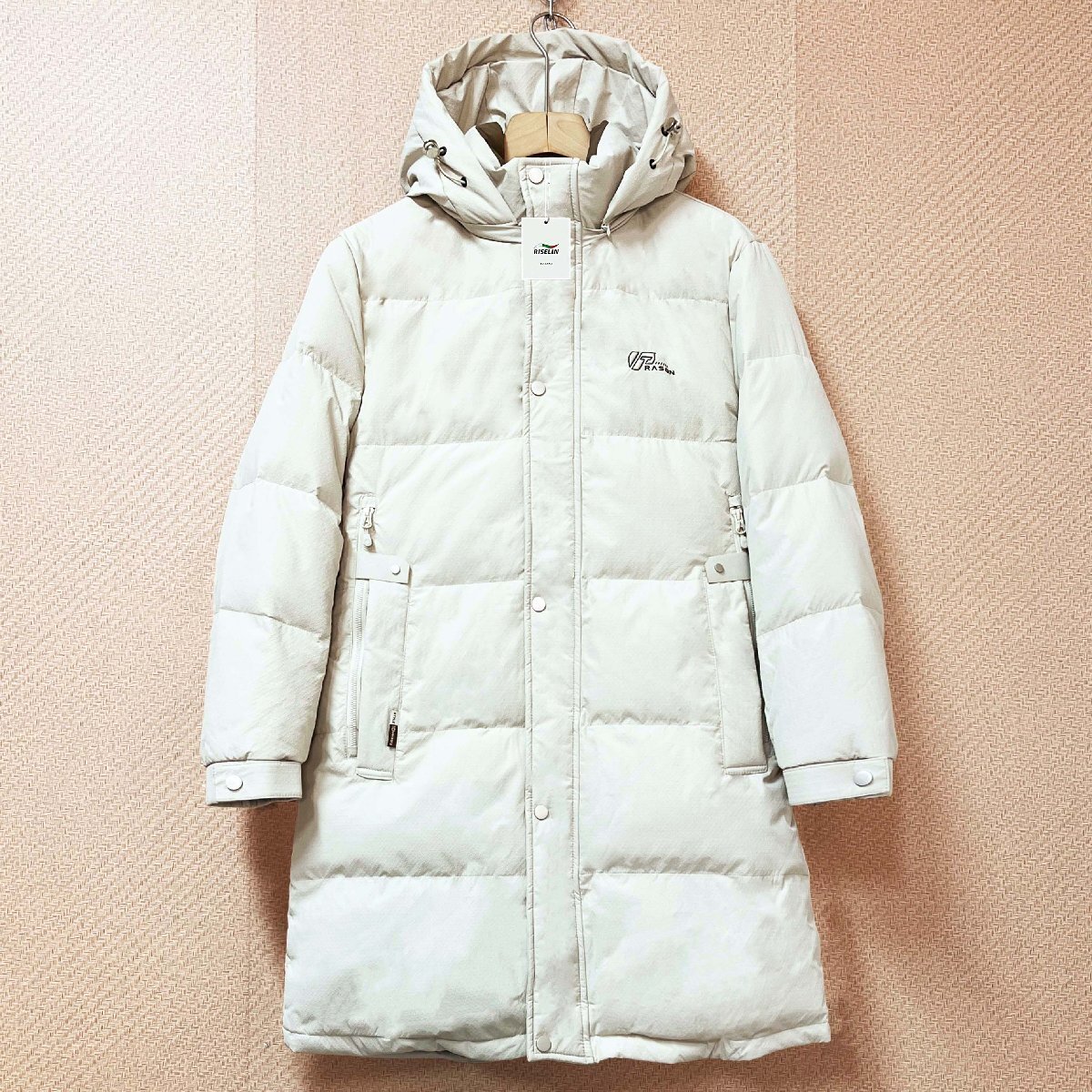 人気ヨーロッパ製※定価11万◆ブルガリア発※RISELIN ダウンコート ダウン90% ふんわり ゆったり ロング丈 フード付き ジャケット 2XL/52拍卖