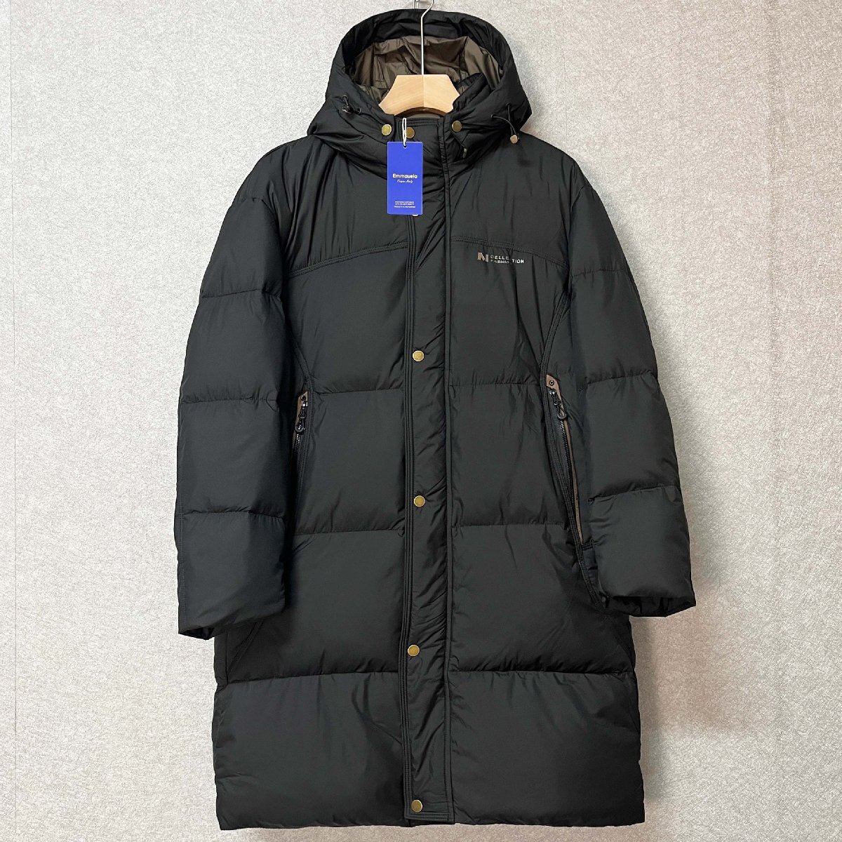 定番・ダウンジャケット 定価11万◆Emmauela・イタリア・ミラノ発◆ダックダウン90% 厚手 撥水 防寒 ロングコート アウター 真冬 L/48拍卖