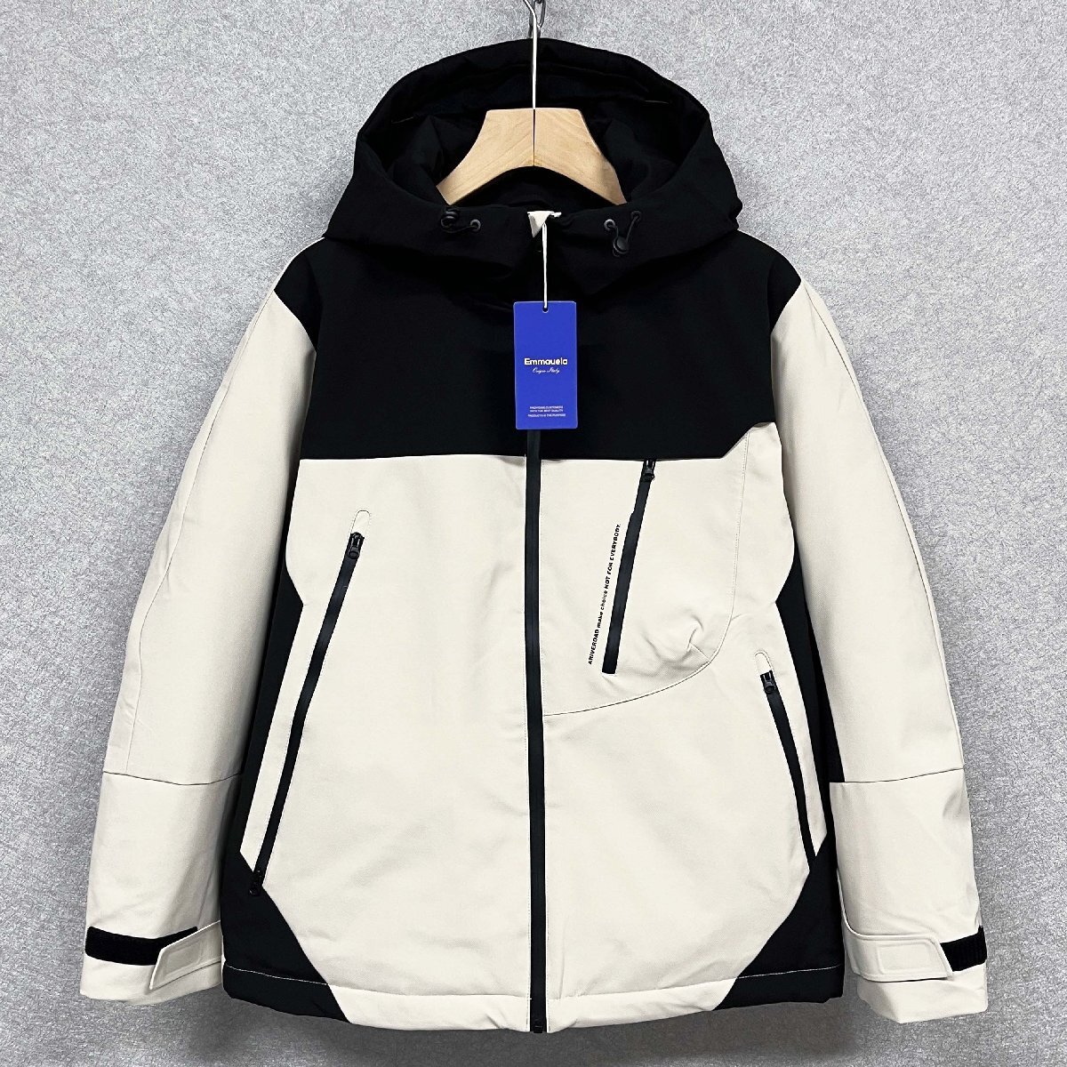 防寒・ダウンジャケット 定価10万◆Emmauela・イタリア・ミラノ発◆ダックダウン90% 暖かい 防風 個性 色切替 アウター コート 個性 L/48拍卖