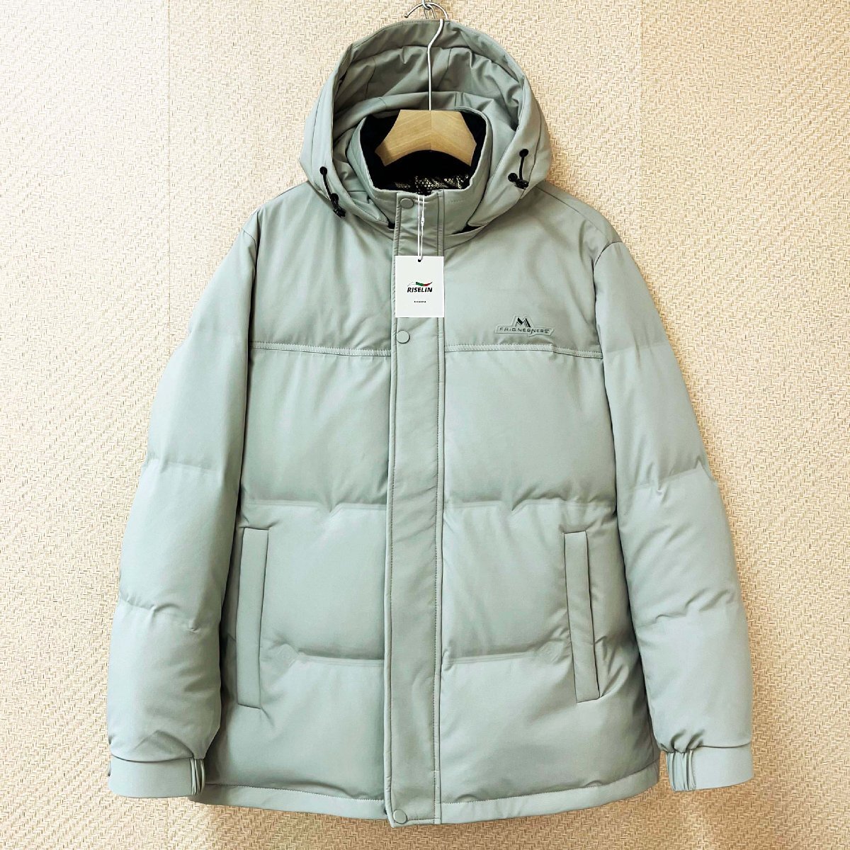 上級ヨーロッパ製※定価11万◆ブルガリア発※RISELIN ダウンジャケット ダックダウン90% 撥水 防風 フード付 ビジネス アウター 冬 XL/50拍卖