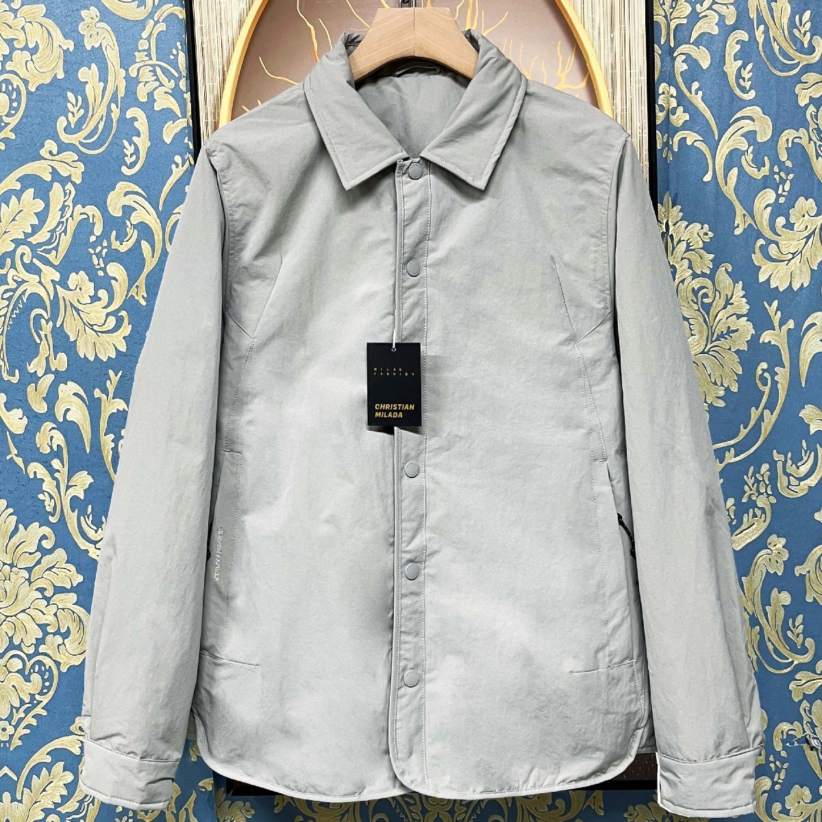 定価10万★christian milada・ミラノ発・ダウンジャケット★ダックダウン90% 防寒 防風 ゆったり 折り襟 アウター コート カジュアル M/46拍卖