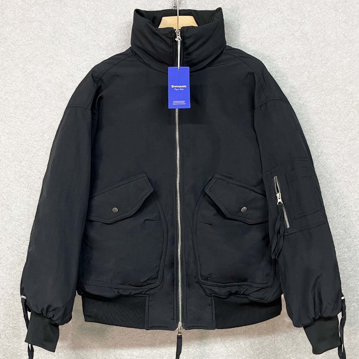 人気・中綿ジャケット 定価7万◆Emmauela・イタリア・ミラノ発◆コットン混 柔らか 保温 防風 立ち襟 無地 コート アウター ブルゾン XL拍卖