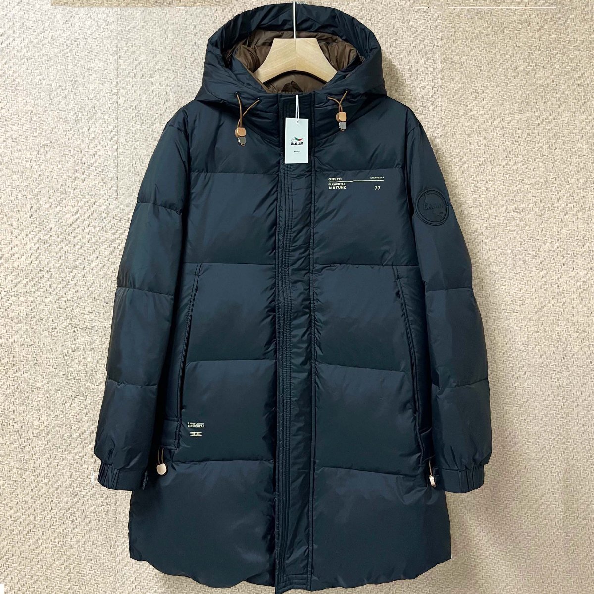 定番ヨーロッパ製※定価11万◆ブルガリア発※RISELIN ダウンジャケット 暖かい ふんわり 無地 フード付き コート ミドル丈 アウター L/48拍卖