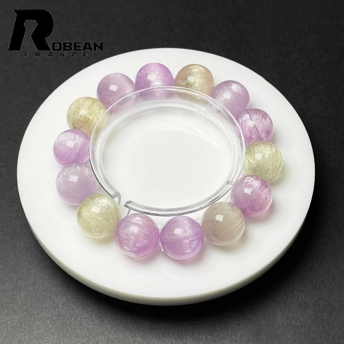 上級 EU製 定価156万円★ROBEAN・キャッツアイクンツァイト★パワーストーン ブレスレット 天然石 プレゼント 16-16.8mm D1117057拍卖