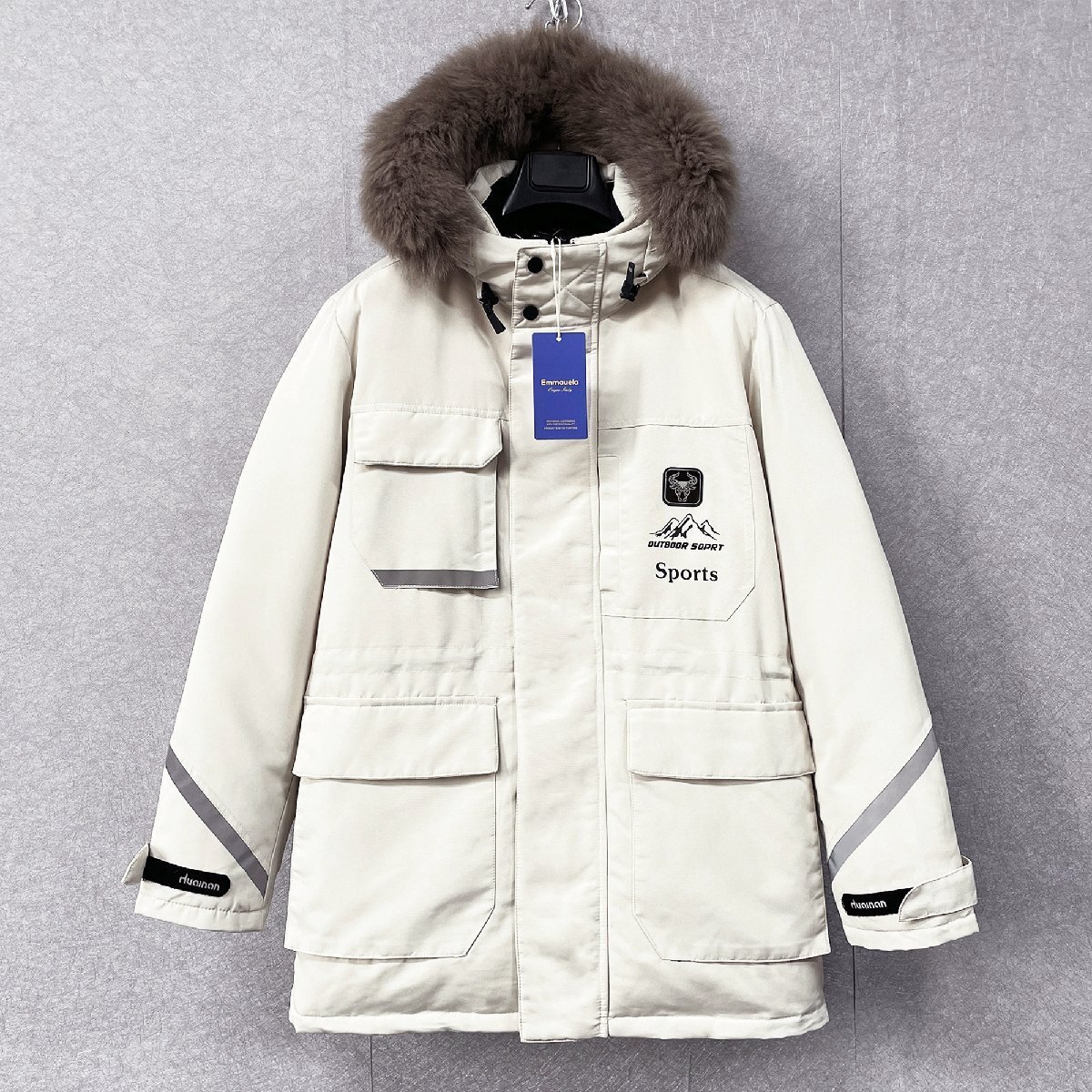 絶賛・ダウンジャケット 定価12万◆Emmauela・イタリア・ミラノ発◆グースダウン90% 肉厚 極地防寒 アウトドア 毛皮ファー付き M/46サイズ拍卖