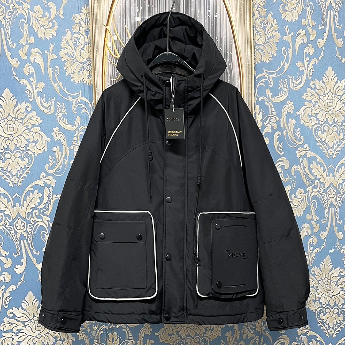 定価10万★christian milada・ミラノ発・ダウンジャケット★ダックダウン90% フード付き マウンテンパーカー アウター 日常 秋冬 M/46拍卖