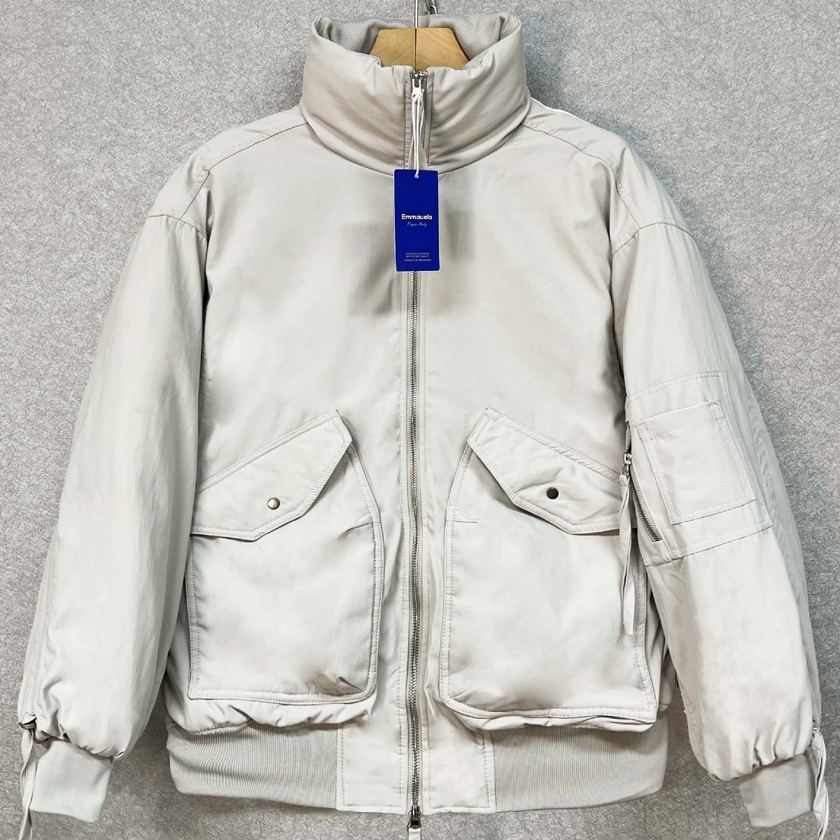 個性・中綿ジャケット 定価7万◆Emmauela・イタリア・ミラノ発◆コットン混 柔らか 保温 防風 立ち襟 無地 コート アウター ブルゾン 2XL拍卖