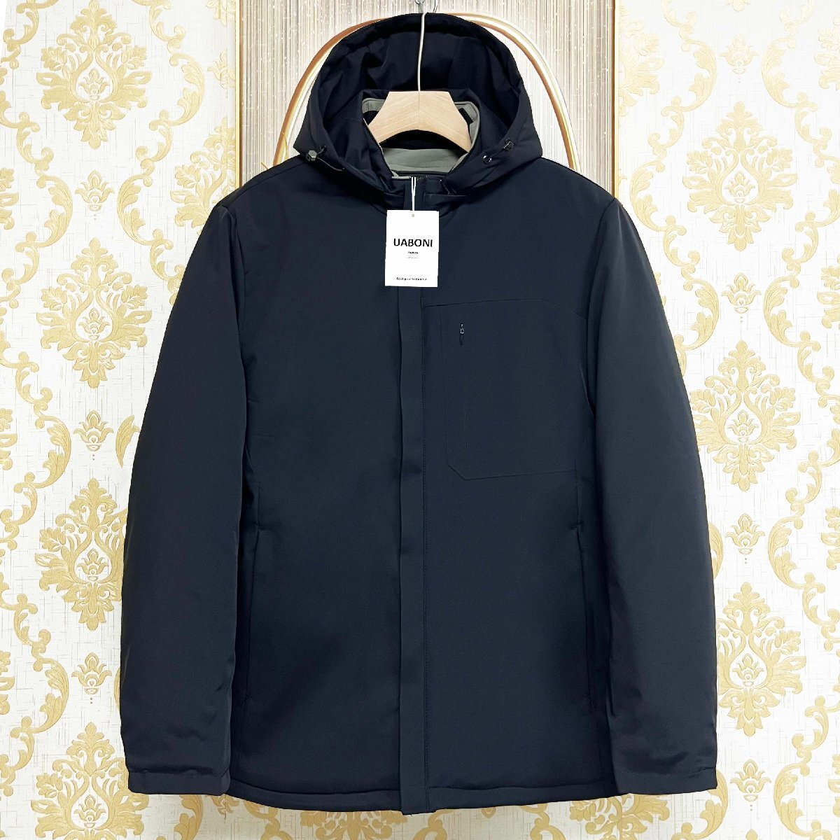 上品EU製&定価9万◆UABONI*Paris*ジャケット*ユアボニ*パリ発◆ミンク混 防寒 裏起毛 2点式 撥水加工 無地 ブルゾン アウター コート L/48拍卖