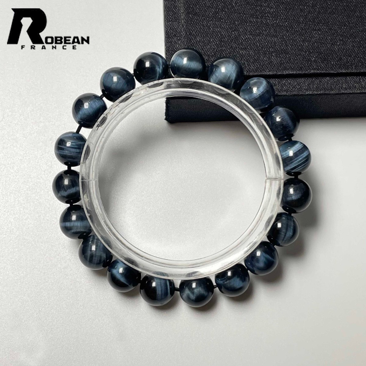 逸品 EU製 定価6万円★ROBEAN・ブルータイガーアイ★猫目 パワーストーン ブレスレット 天然石 きれいめ 成功 幸運 約9.5-10.1mm L0313222拍卖