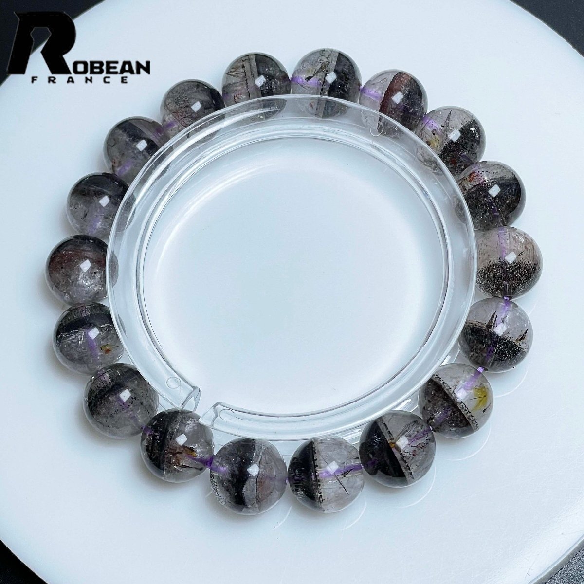 逸品 EU製 定価20万円★ROBEAN・オーロラクォーツ・イン・スーパーセブン★パワーストーン ブレスレット 天然石 綺麗 10.4-11.3mm M1011022拍卖