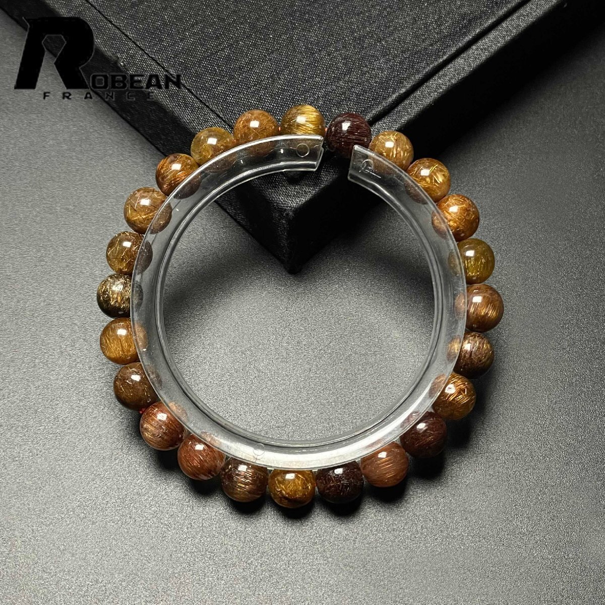 高級 EU製 定価7万円★ROBEAN・銅髪ルチルクォーツ★ブレスレット パワーストーン 天然石 綺麗 金運 お守り 7.6-8.2mm M1023827拍卖