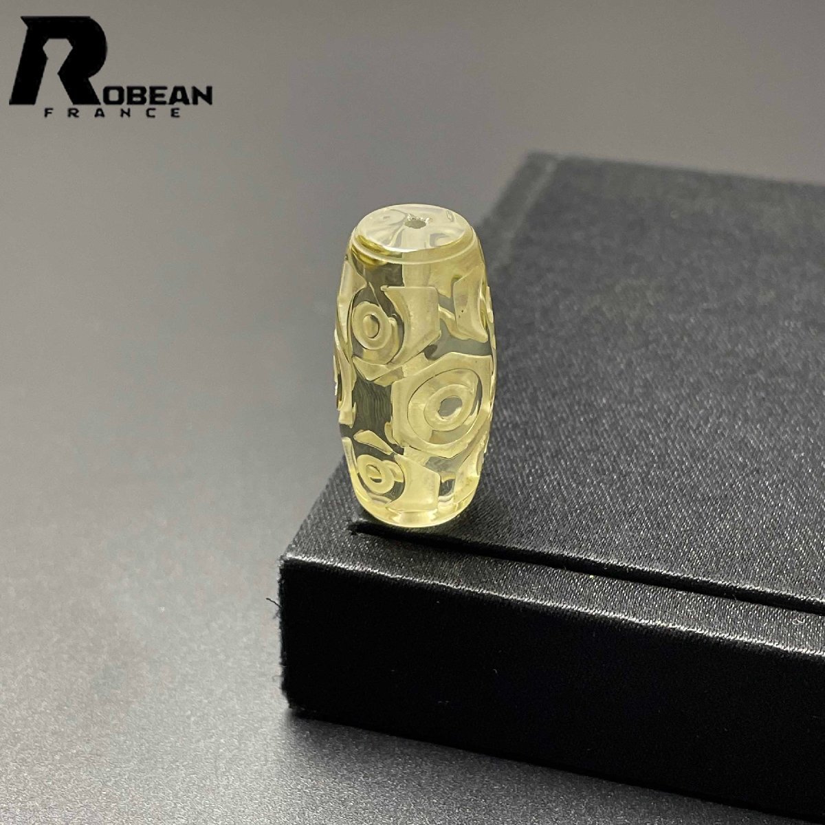 貴重 EU製 定価6万円★ROBEAN・チベット天珠・シトリンファントム★パワーストーン アクセサリー 天然石 金運 約29.8*15mm M0405754拍卖