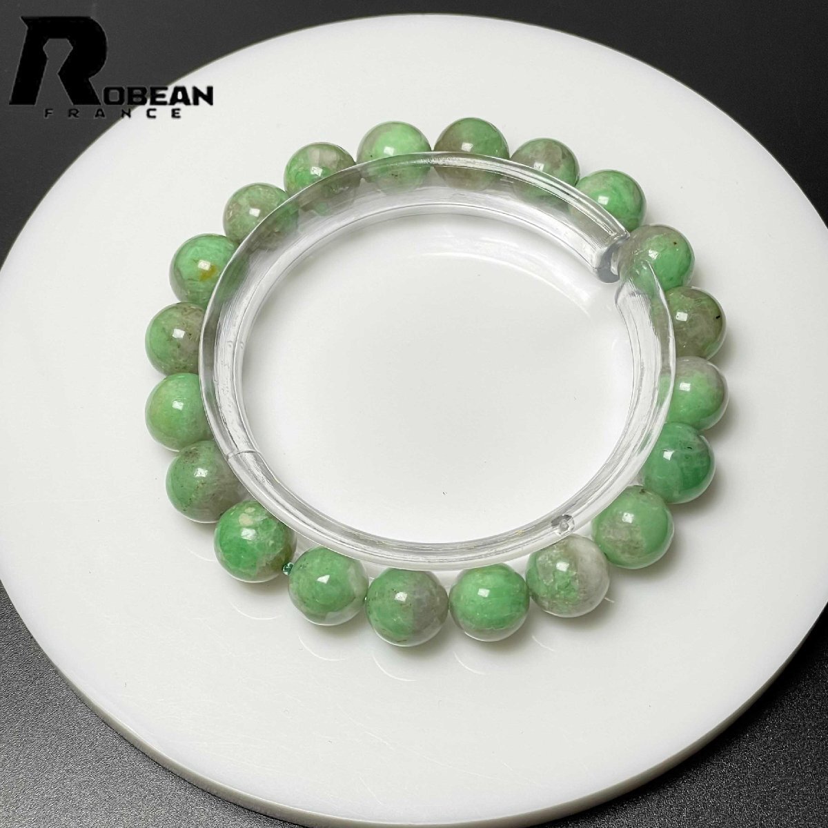 夢色 EU製 定価19万円★ROBEAN・エメラルド★パワーストーン ブレスレット 天然石 原石 高級 綺麗 お守り 9.8-10.7mm M0325648拍卖