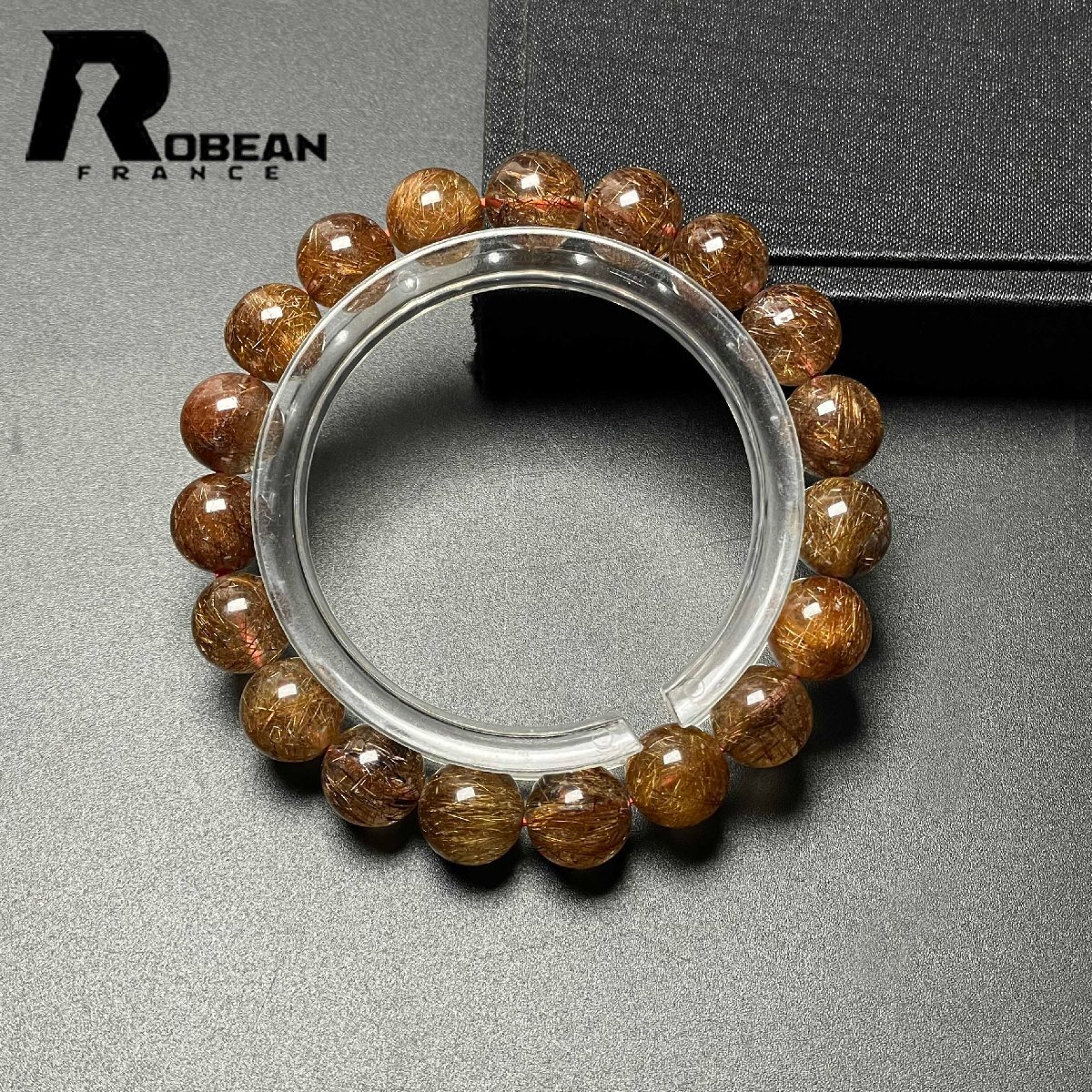 レア EU製 定価10万円★ROBEAN・銅髪ルチルクォーツ★ブレスレット パワーストーン 天然石 綺麗 金運 お守り 10.2-10.7mm M1110986拍卖