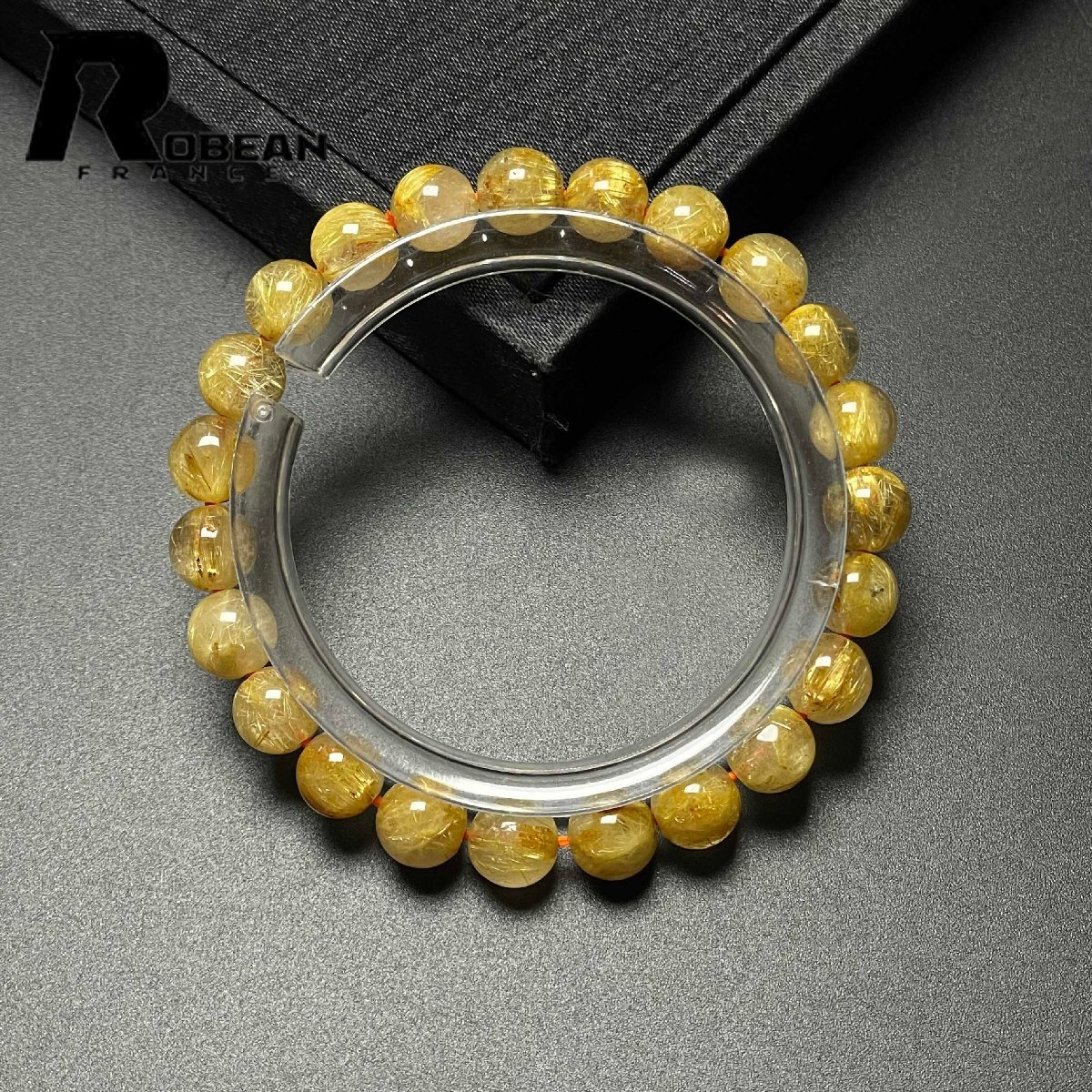 貴重 EU製 定価11万円★ROBEAN・極!極満針ルチルクォーツ★ブレスレット パワーストーン 天然石 綺麗 金運 お守り 7.7-8.3mm M1009643拍卖