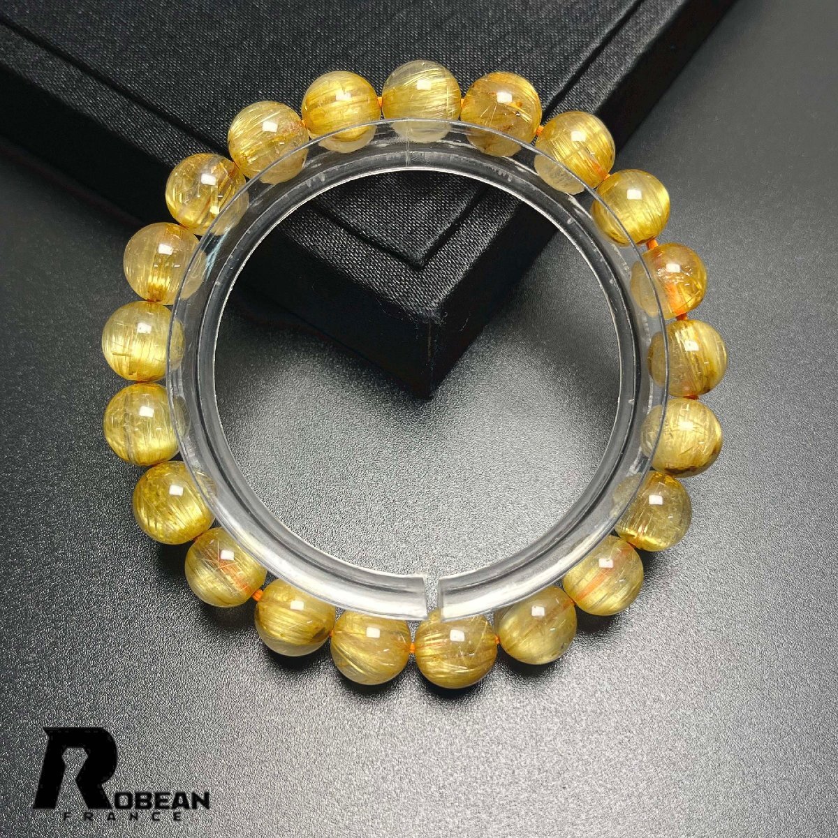 高級 EU製 定価33万円★ROBEAN・極!極満針ルチルクォーツ★ブレスレット パワーストーン 天然石 綺麗 金運 お守り 8.9-9.3mm K0407577拍卖