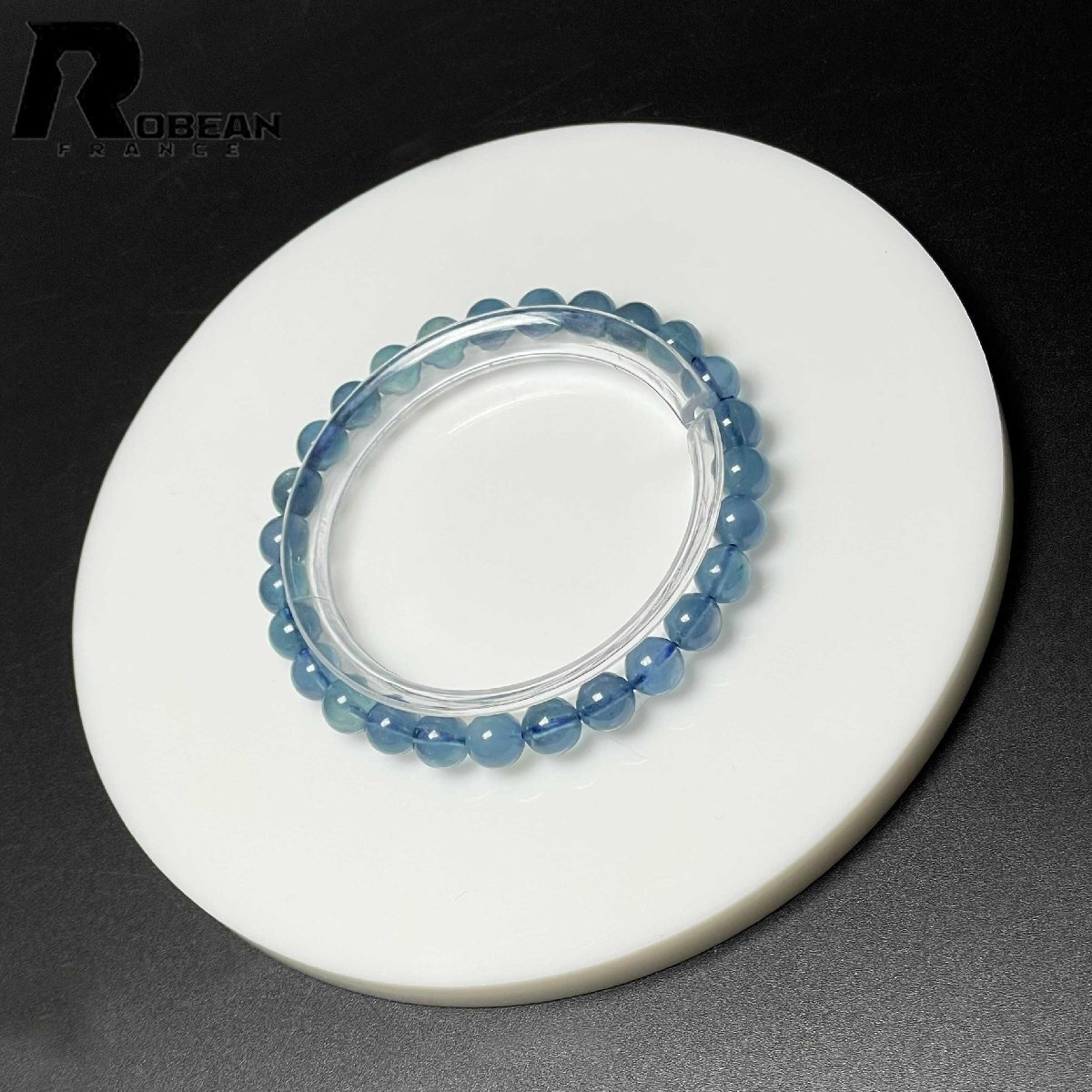逸品 EU製 定価7万円★ROBEAN・ブルーグリーンアクアマリン★パワーストーン ブレスレット 天然石 原石 お守り 6.5-6.7mm M0828437拍卖