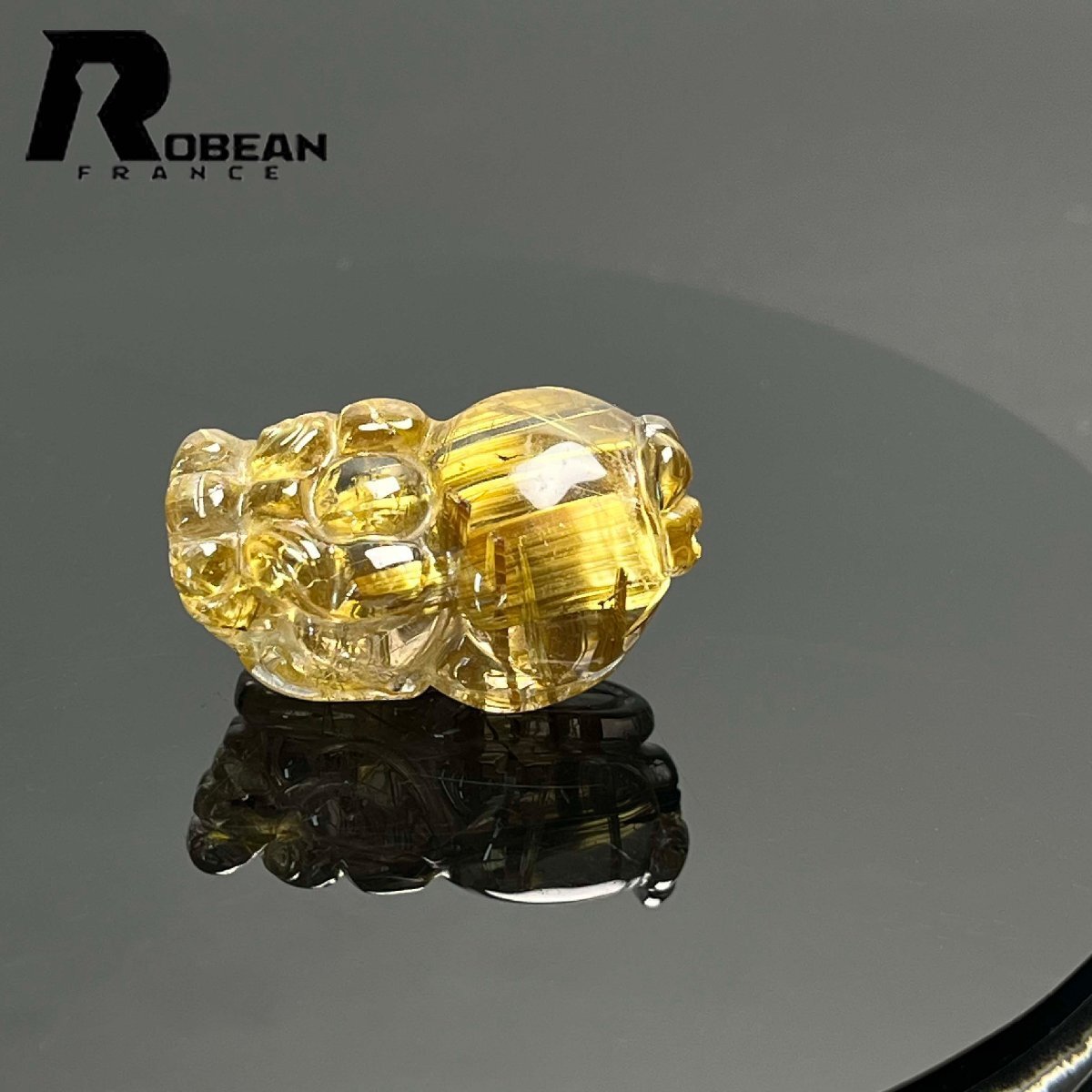 絶賛 EU製 定価42万円★ROBEAN・極!極満針ルチルクォーツ・猫目貔貅★パワーストーン 天然石 綺麗 金運 お守り 28*16.7*12.6mm M1213710拍卖